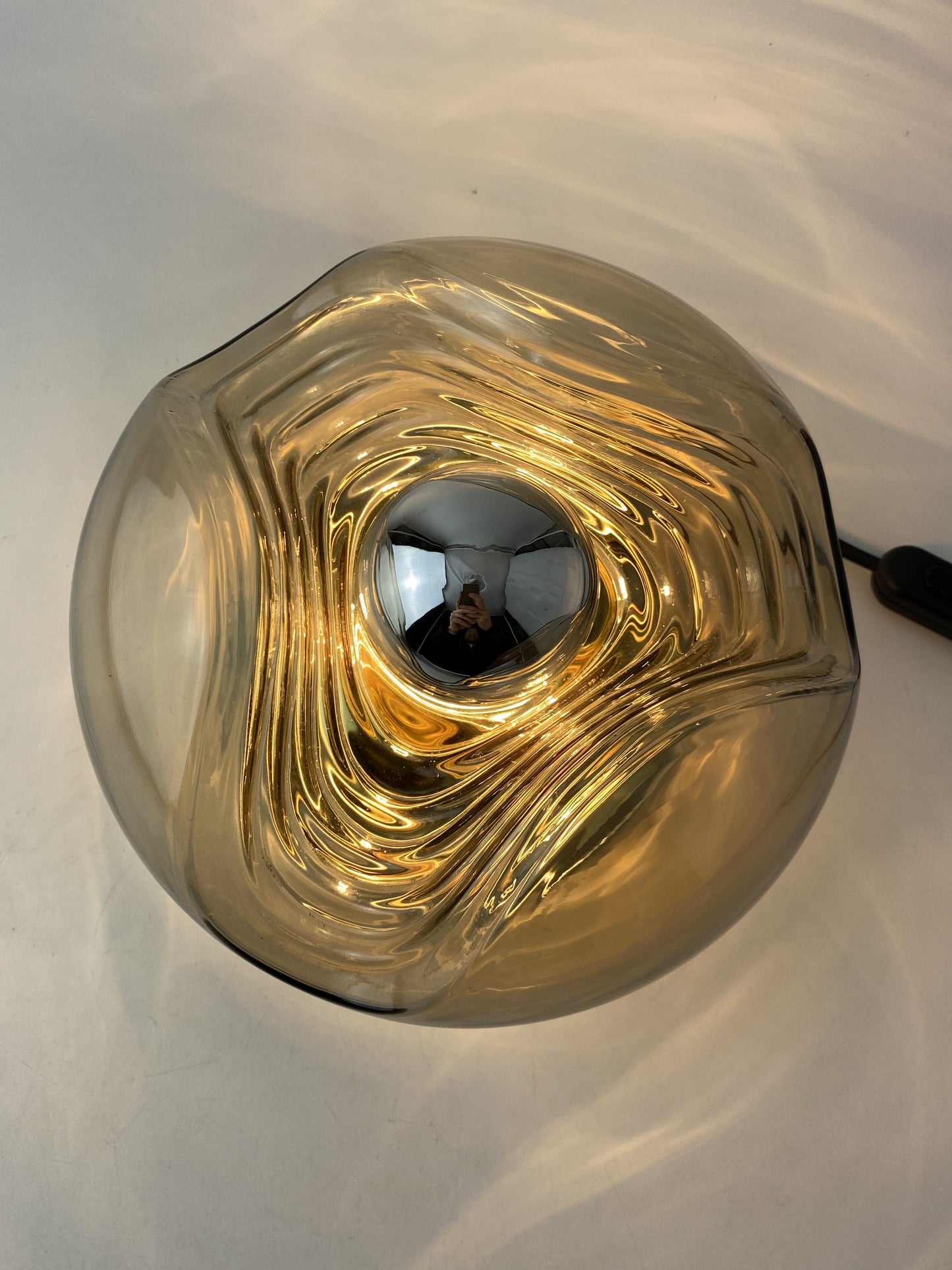 Smoked glass & gold chromed table lamp futura by Peill and Putzler 1960