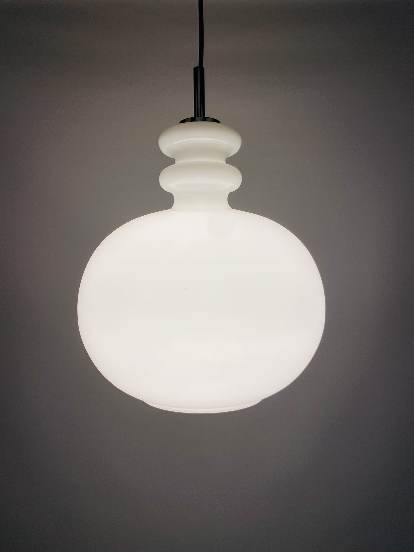 1 of 2 Large white glass pendant light XL by Peill and Putzler