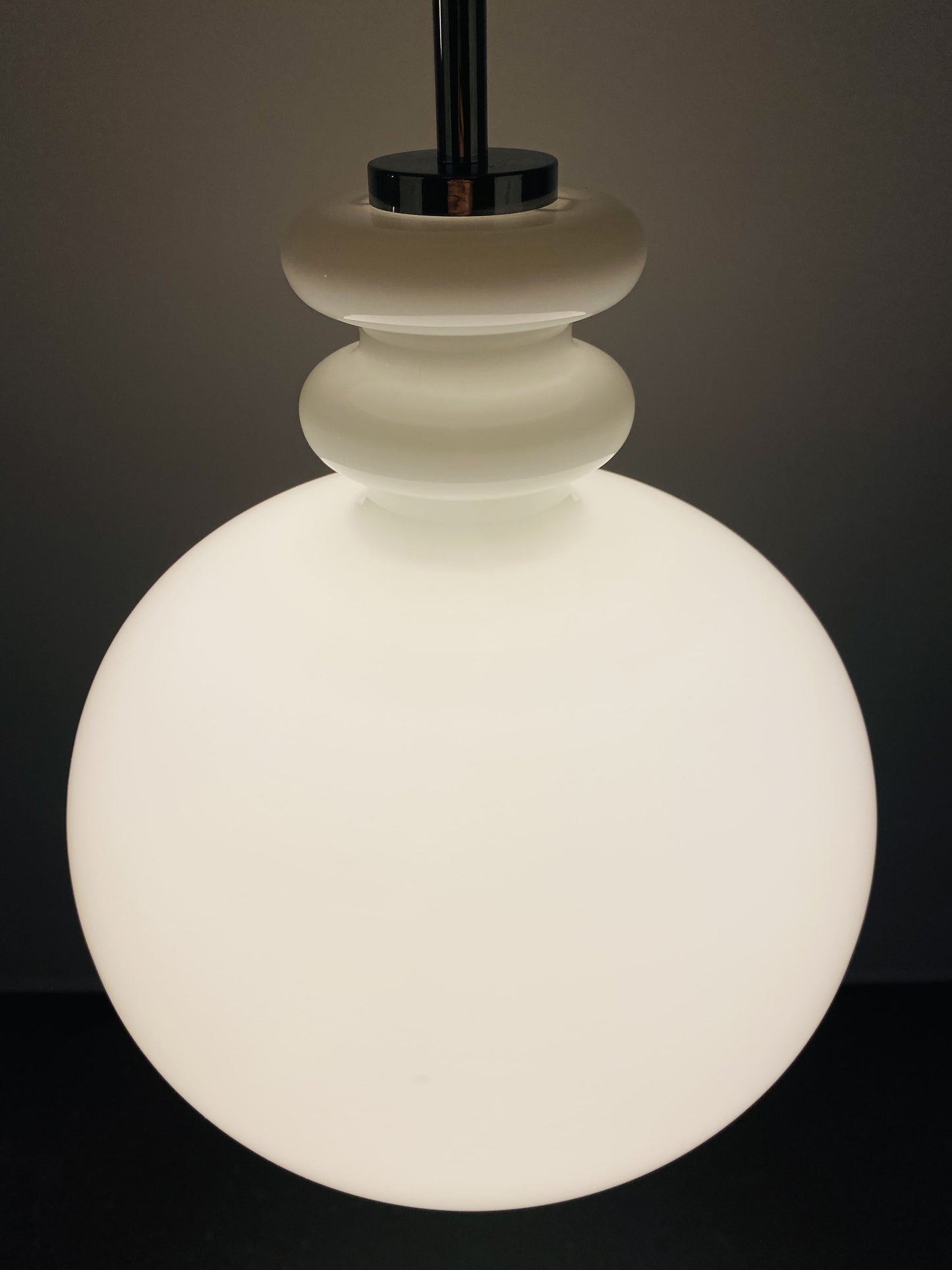 1 of 2 Large white glass pendant light XL by Peill and Putzler