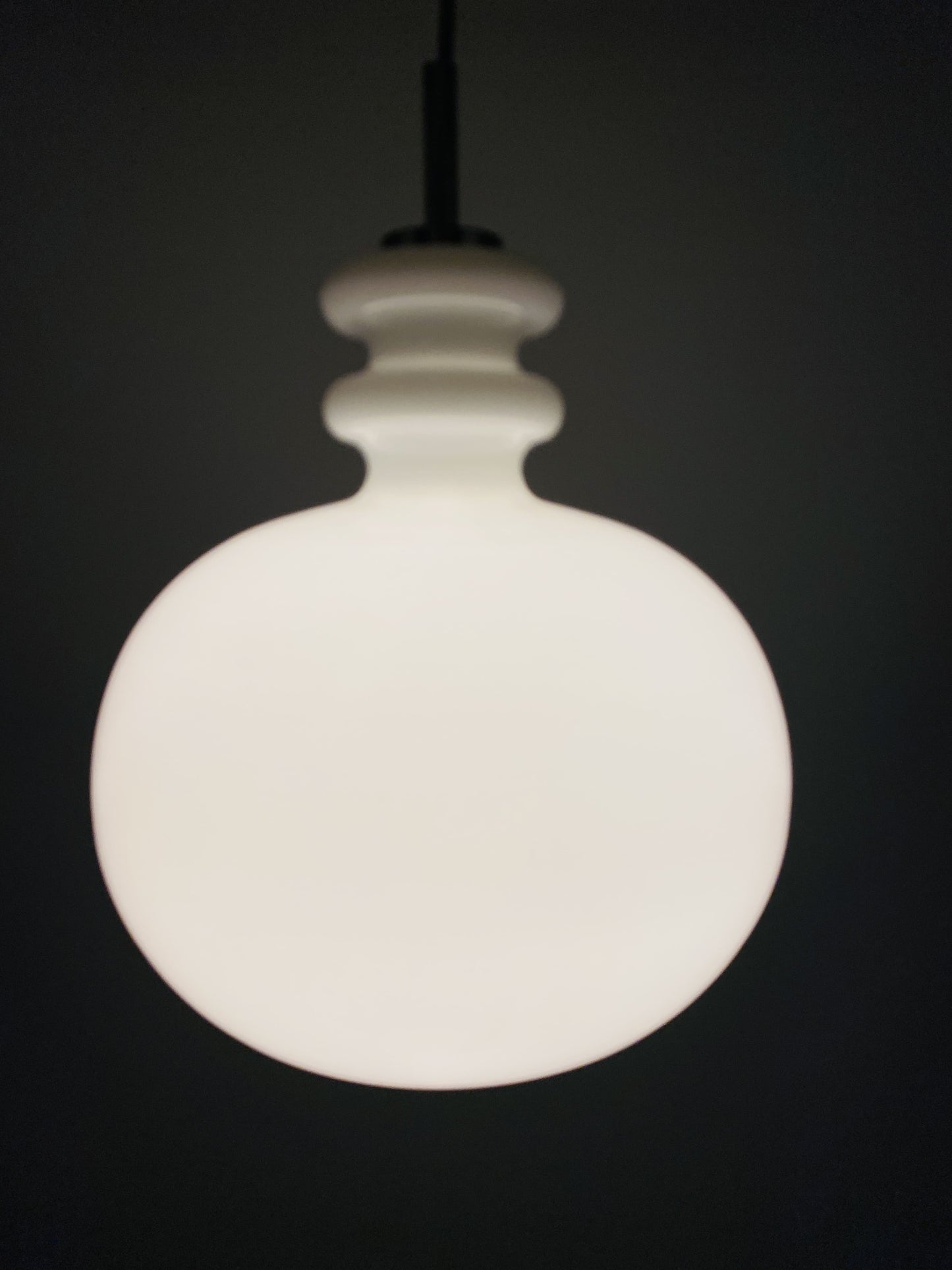 1 of 2 Large white glass pendant light XL by Peill and Putzler