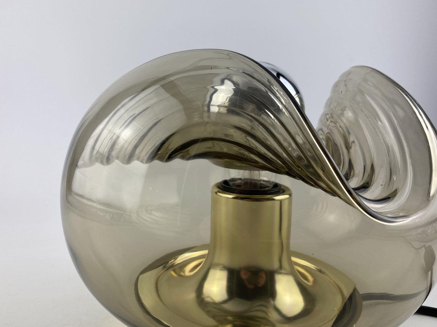 Smoked glass & gold chromed table lamp futura by Peill and Putzler 1960