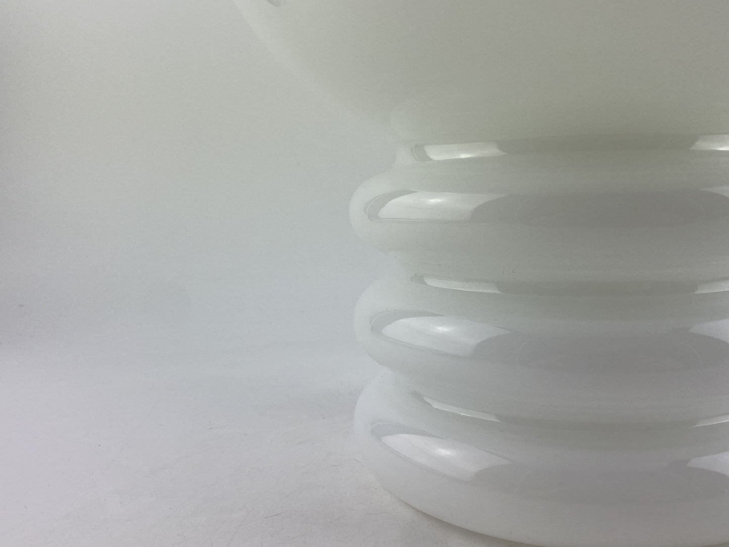 White glass table lamp BULB by Glashütte Limburg 1979