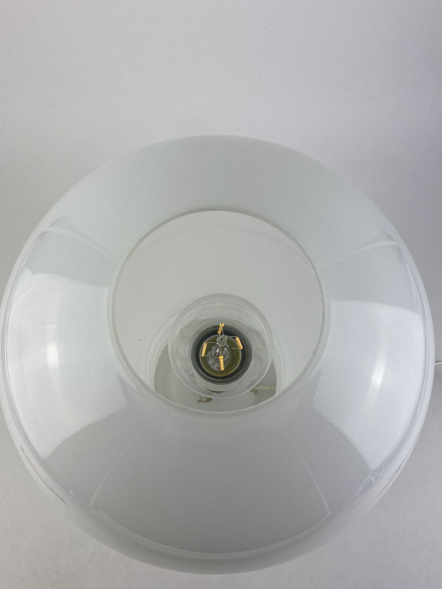 White glass table lamp BULB by Glashütte Limburg 1979