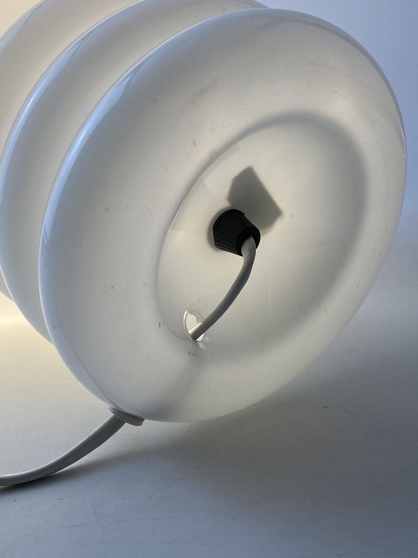 White glass table lamp BULB by Glashütte Limburg 1979