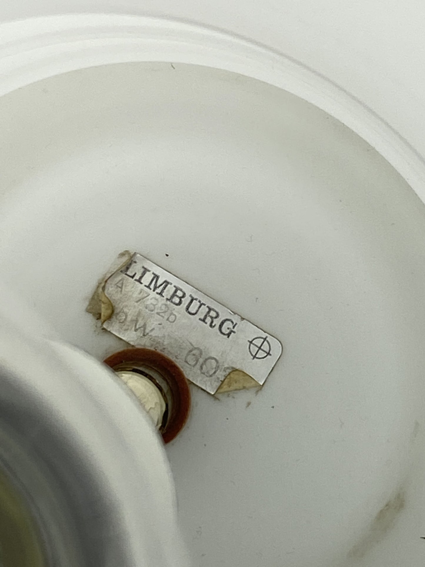White glass table lamp BULB by Glashütte Limburg 1979