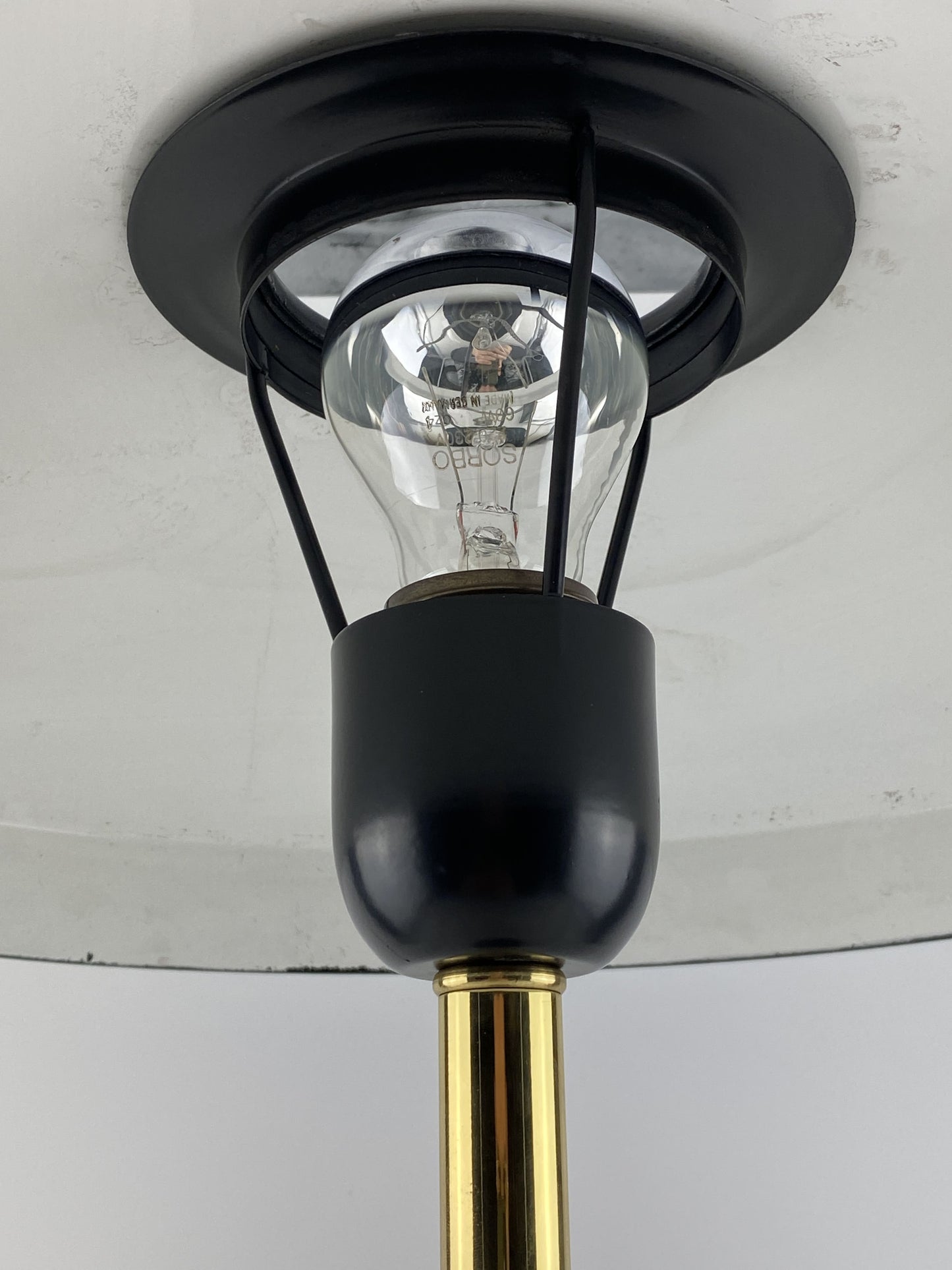 Rare black and gold table lamp UFO by Louis Kalff for Philips