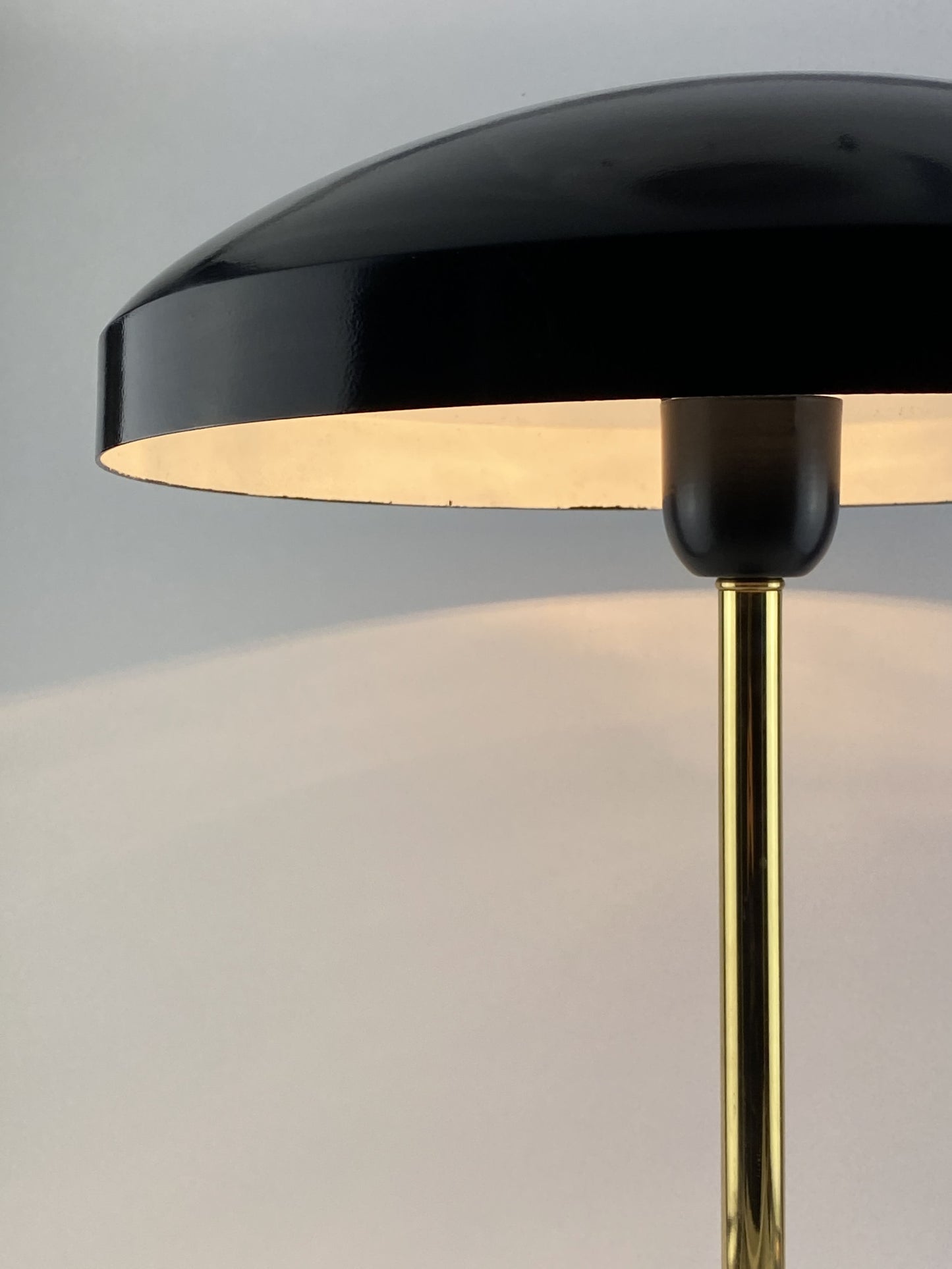 Rare black and gold table lamp UFO by Louis Kalff for Philips
