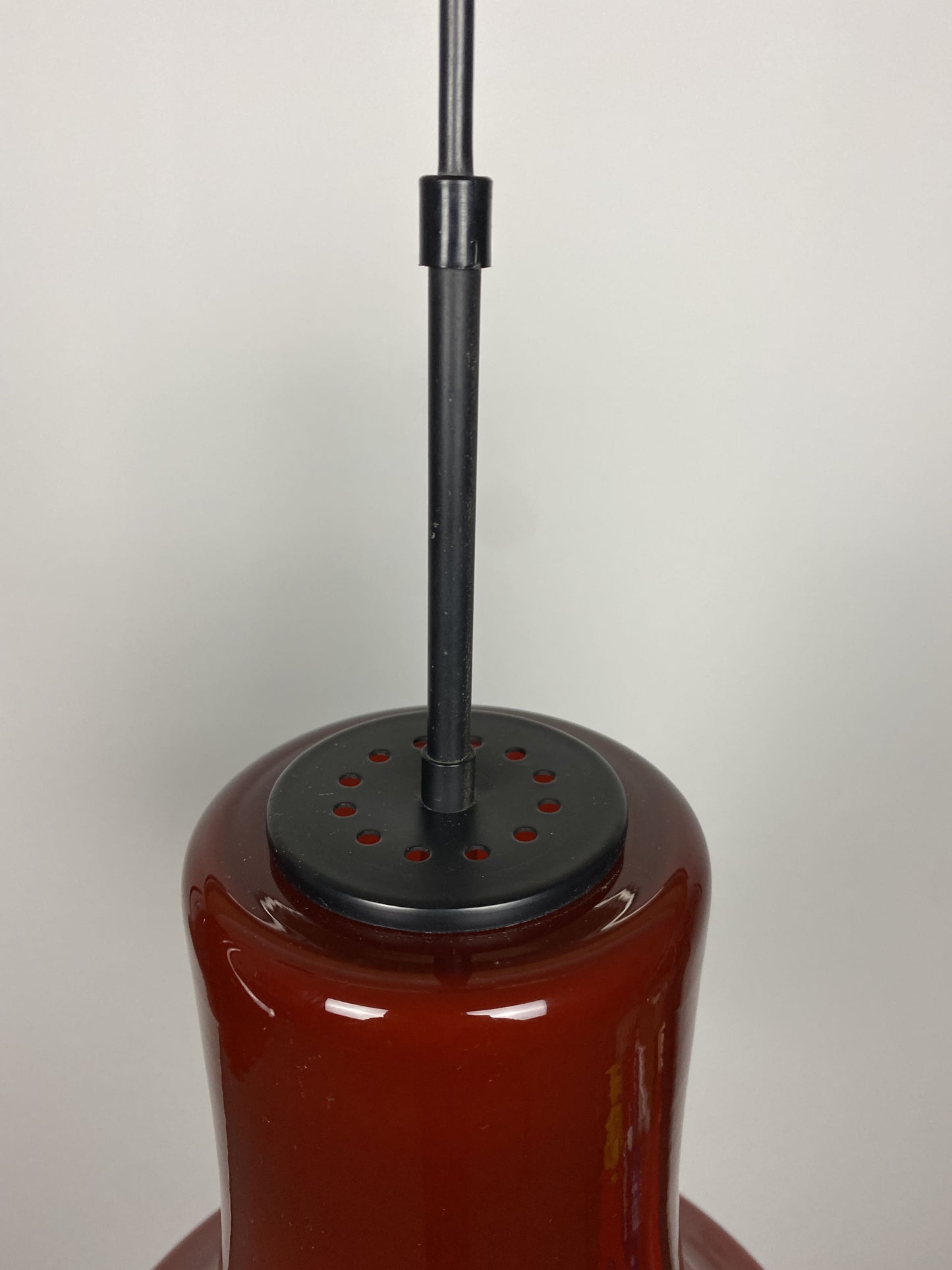 Rare dark red glass pendant light by Viktor Berndt for Flygsfors Sweden