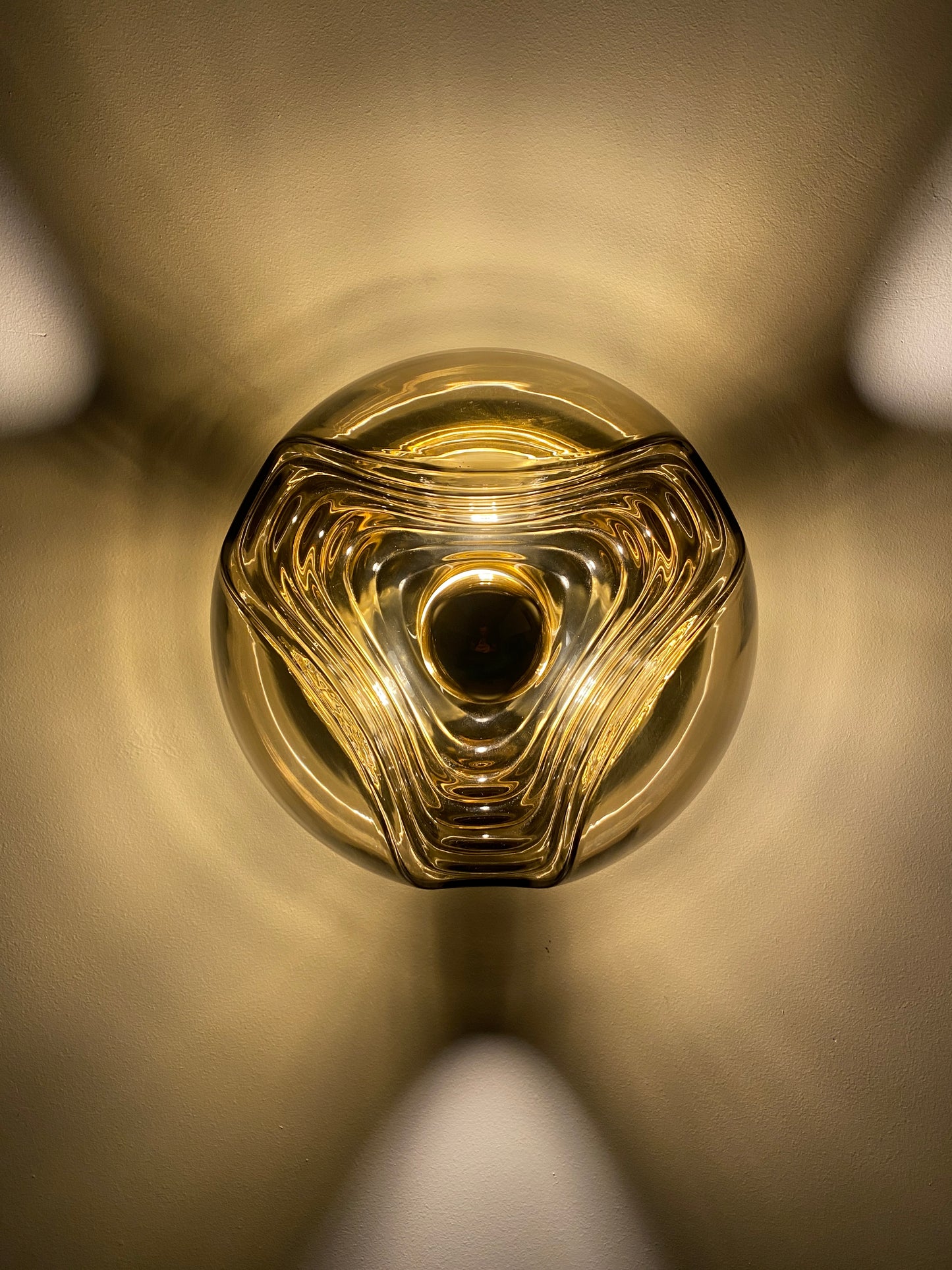 1 of 3 Smoked glass and gold wall or ceiling light futura by Peill and Putzler