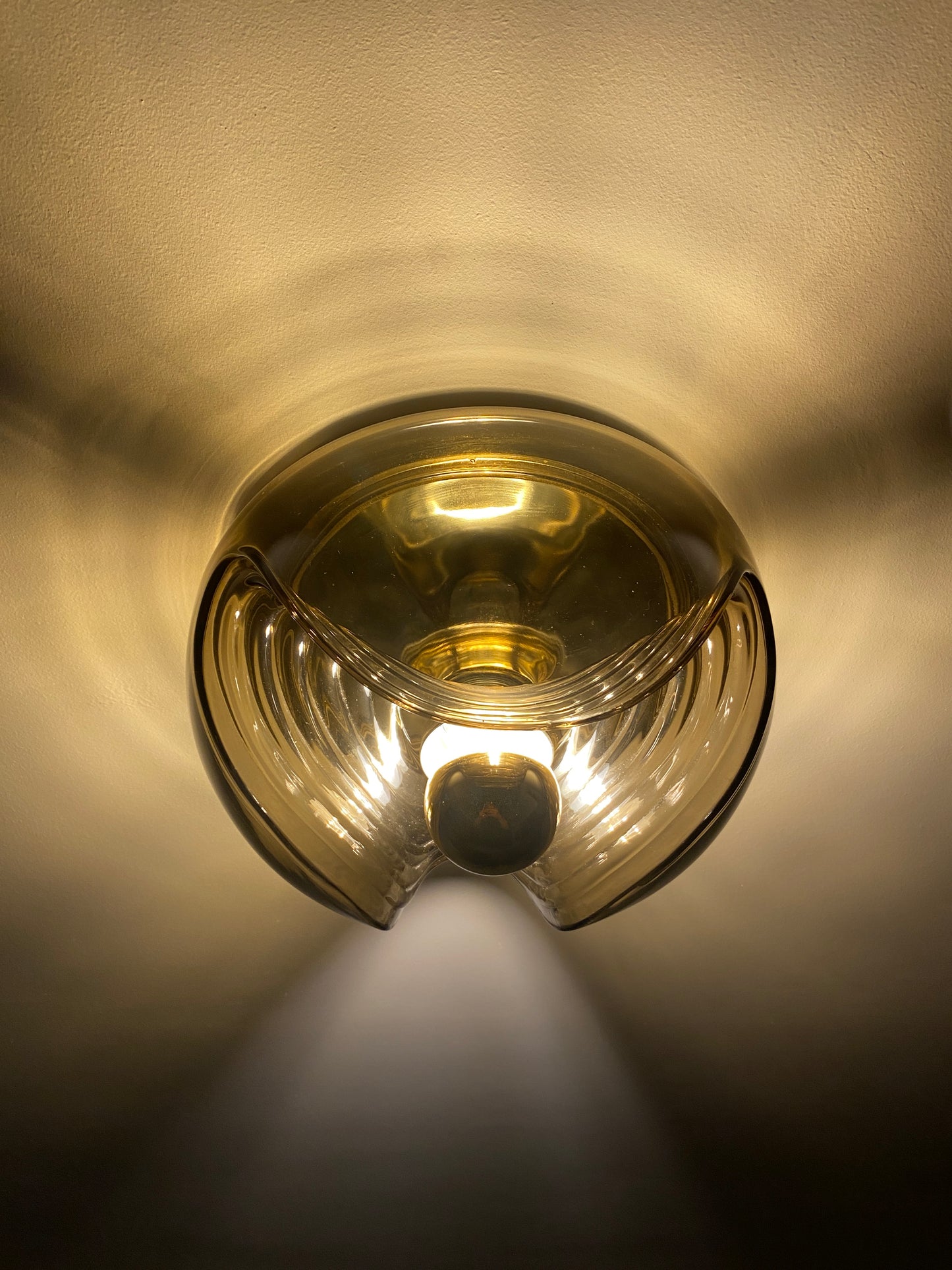 1 of 3 Smoked glass and gold wall or ceiling light futura by Peill and Putzler