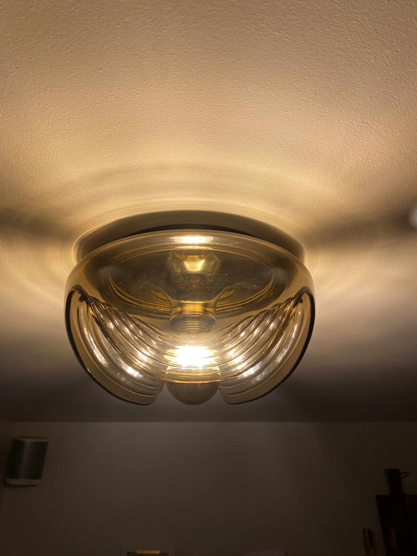 1 of 3 Smoked glass and gold wall or ceiling light futura by Peill and Putzler