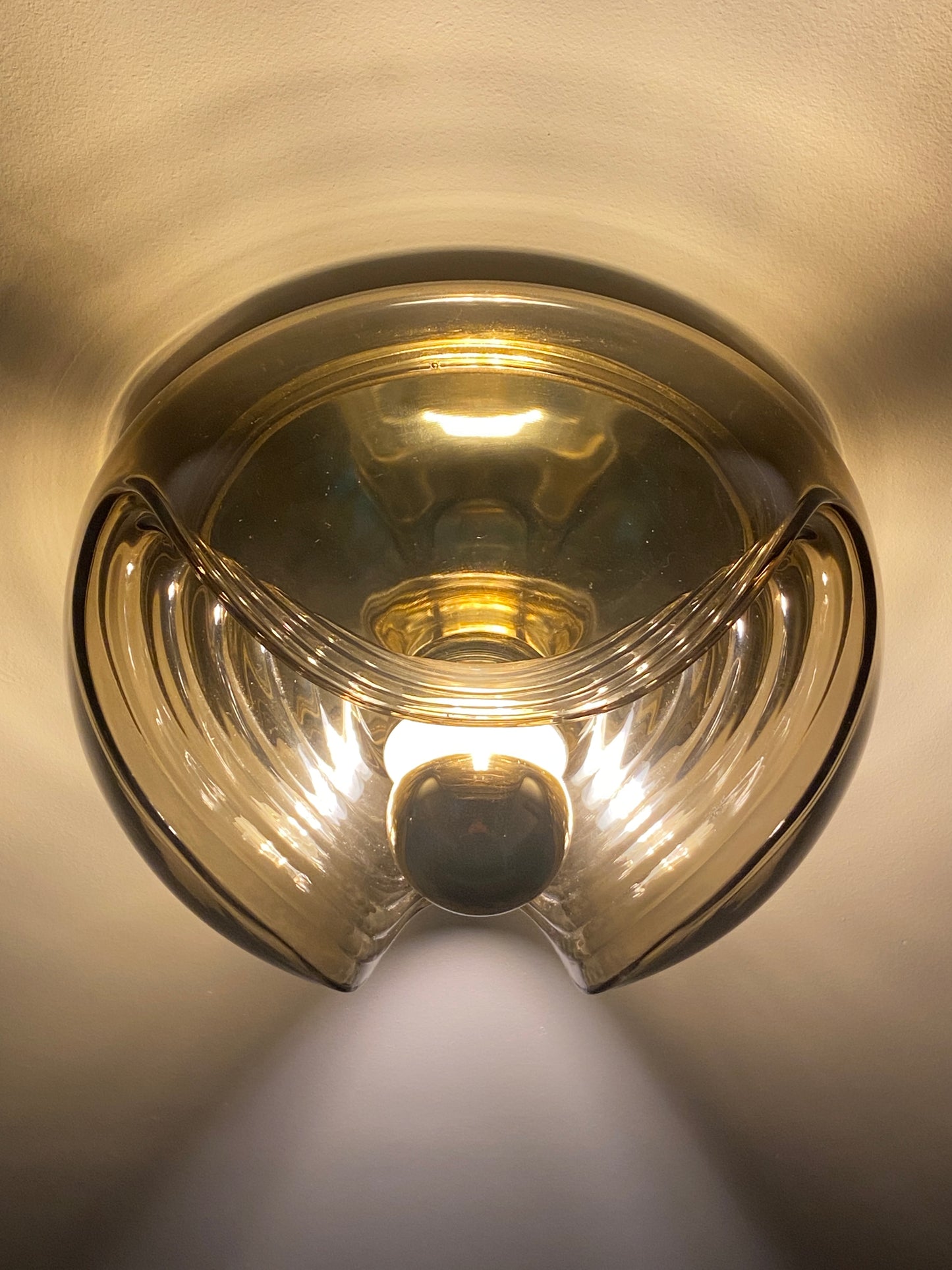 1 of 3 Smoked glass and gold wall or ceiling light futura by Peill and Putzler