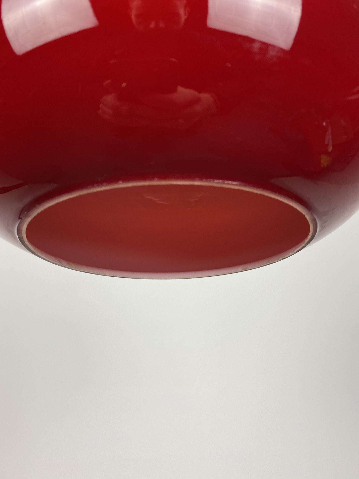 1 of 2 Dark red glass Peill & Putzler pendant light 1960