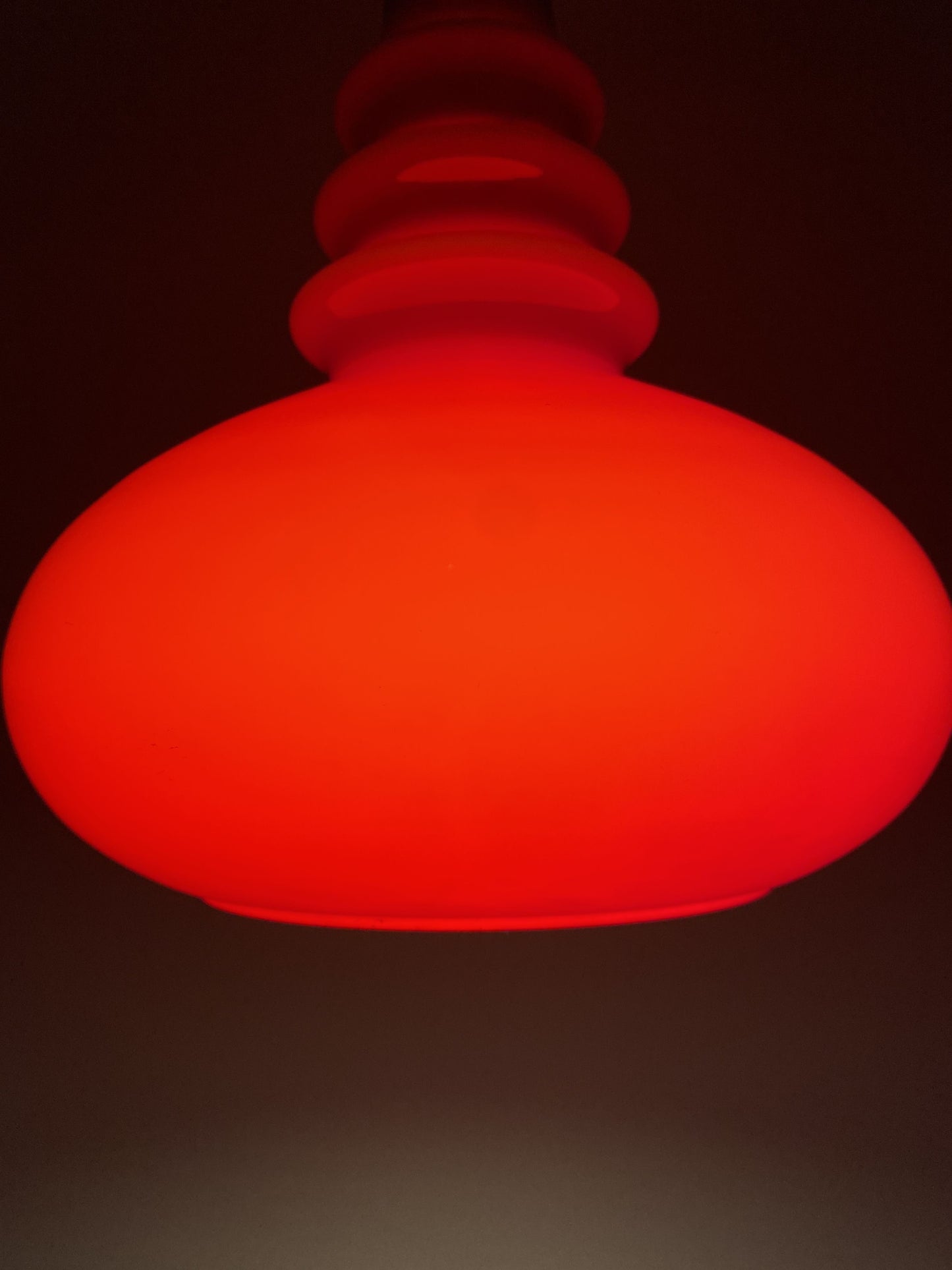 1 of 2 Dark red glass Peill & Putzler pendant light 1960