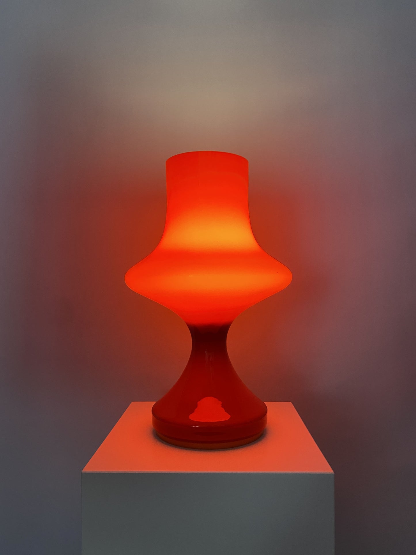 Mid-century cherry red table lamp by Stefan Tabery for Opp Jihlava 1960
