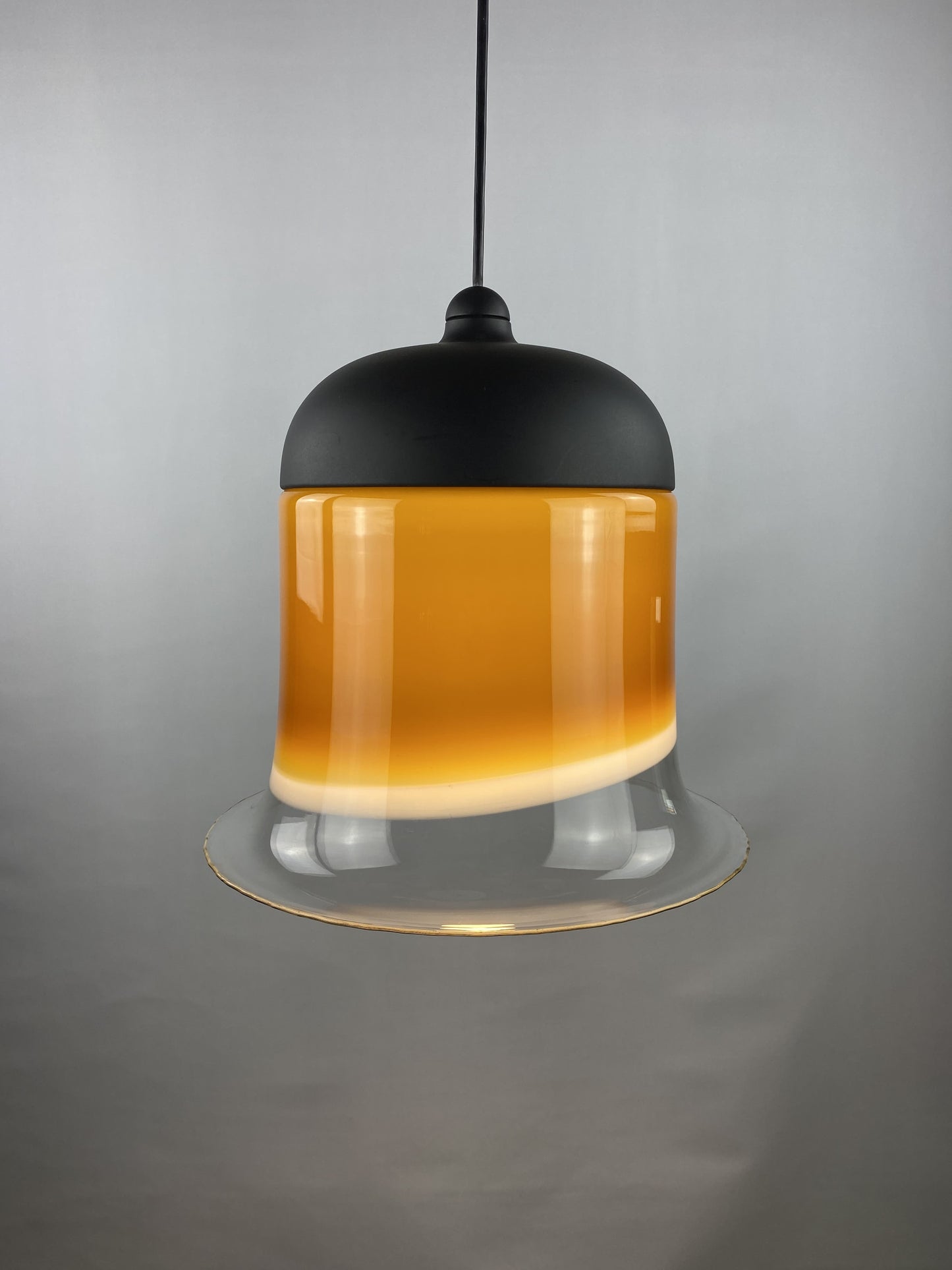 Large brown and clear glass Peill and Putzler pendant light BELL AH 182