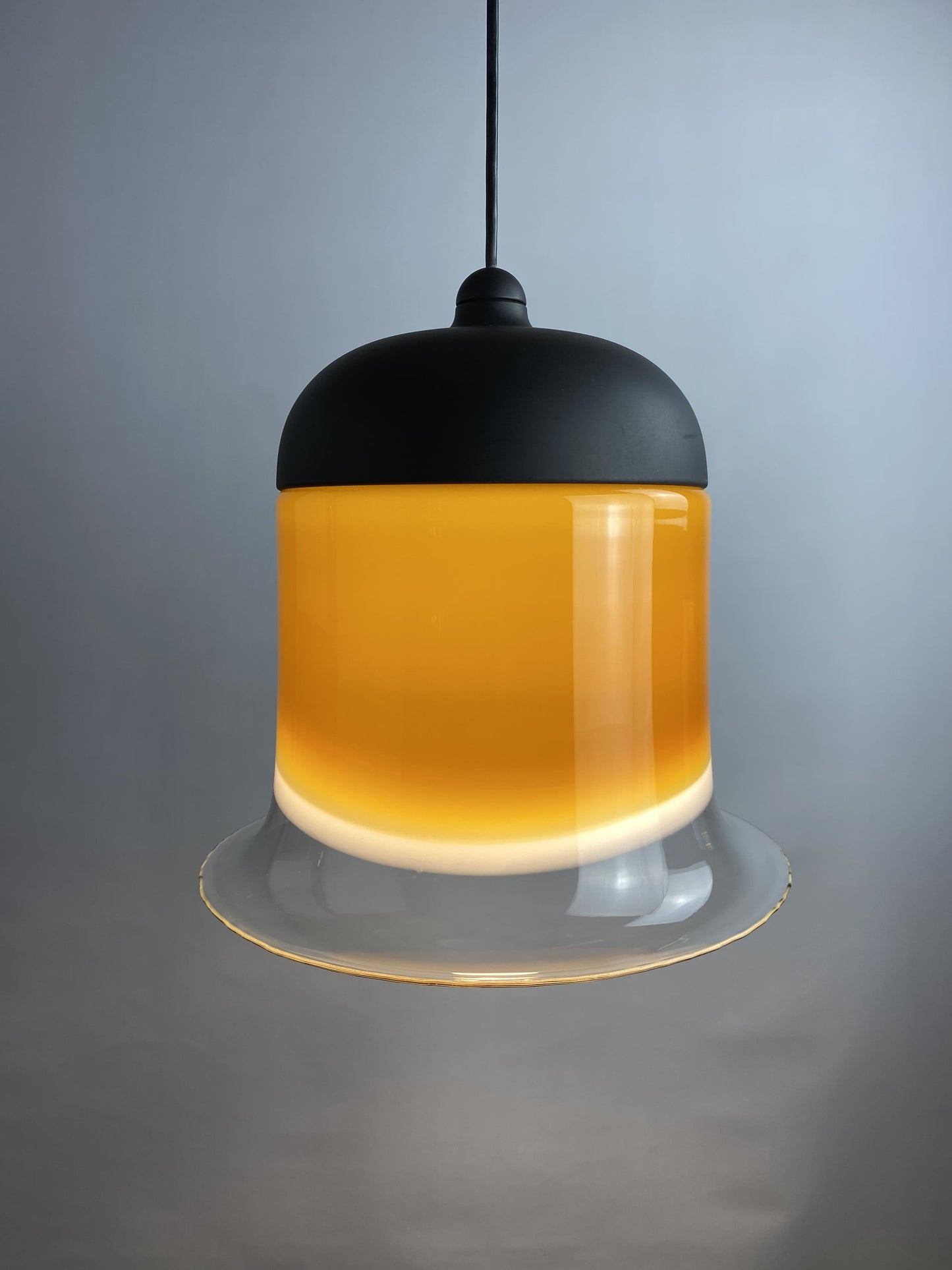 Large brown and clear glass Peill and Putzler pendant light BELL AH 182