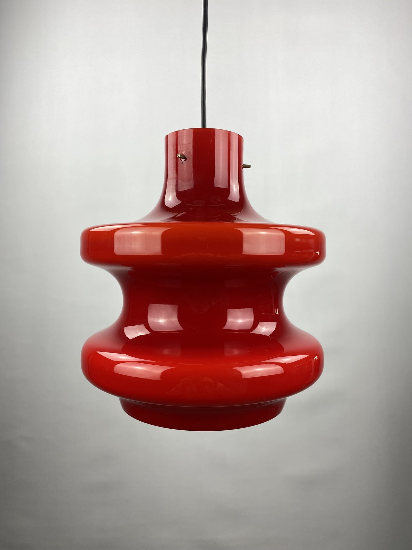 Large cherry red glass pendant light by Peill and Putzler XL 1960