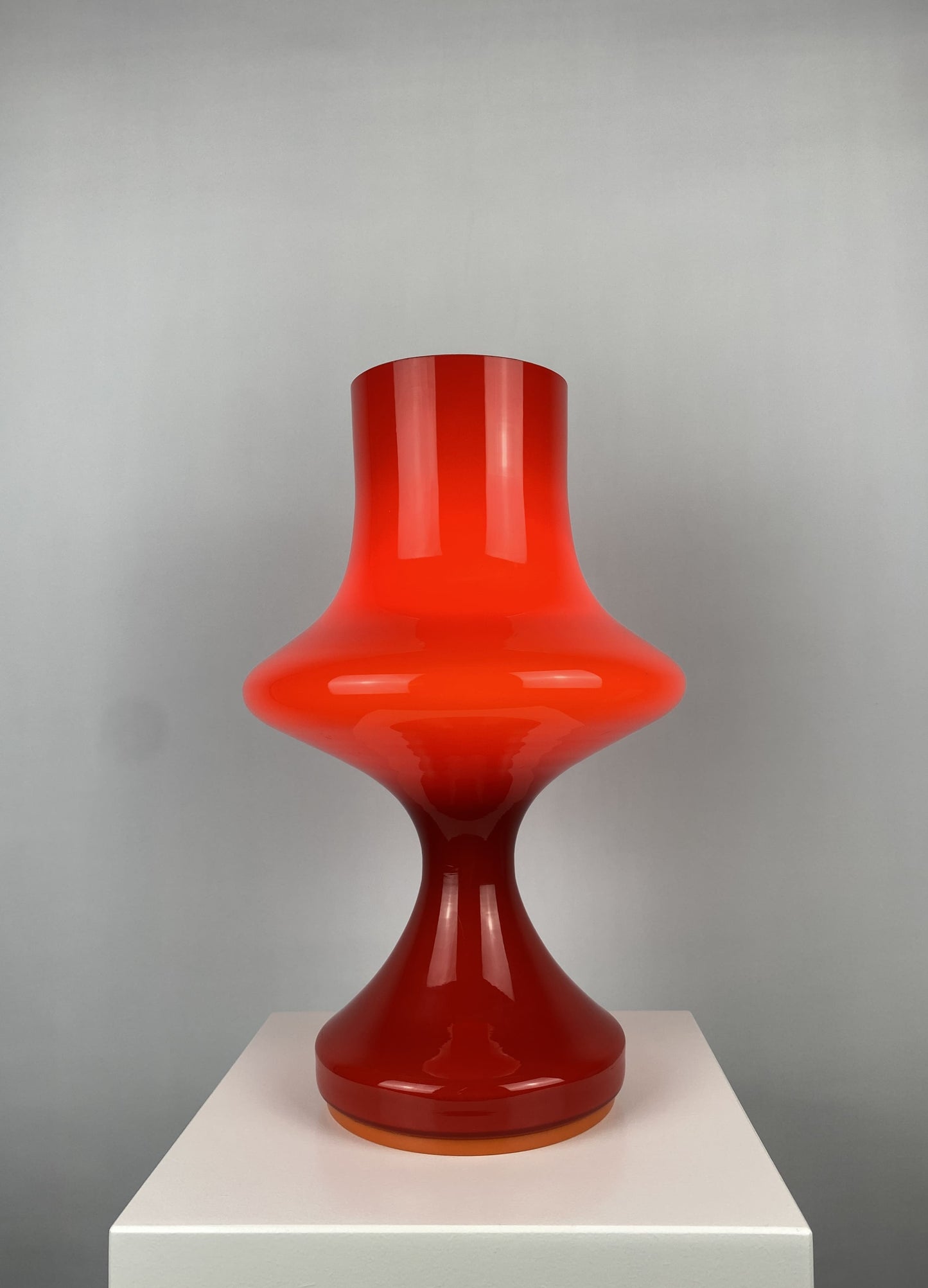Mid-century cherry red table lamp by Stefan Tabery for Opp Jihlava 1960
