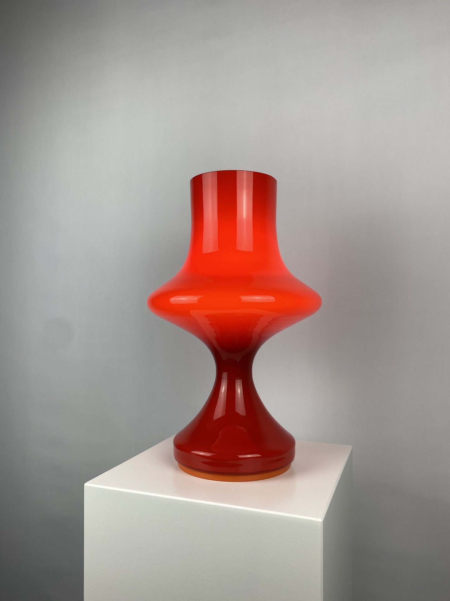 Mid-century cherry red table lamp by Stefan Tabery for Opp Jihlava 1960