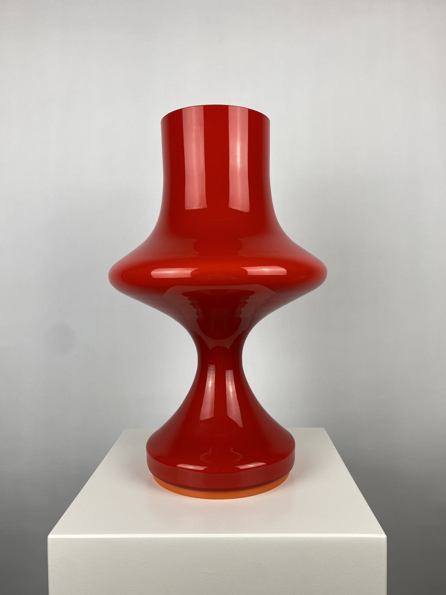 Mid-century cherry red table lamp by Stefan Tabery for Opp Jihlava 1960