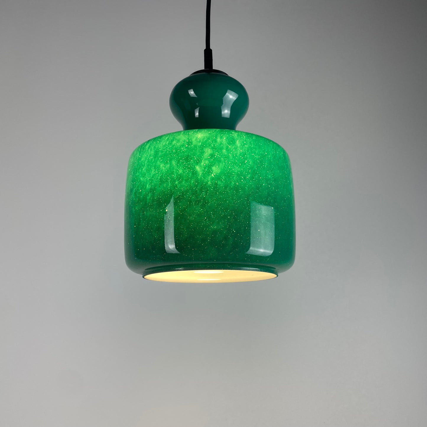 Rare Galaxy green glass pendant light by Peill and Putzler 1960