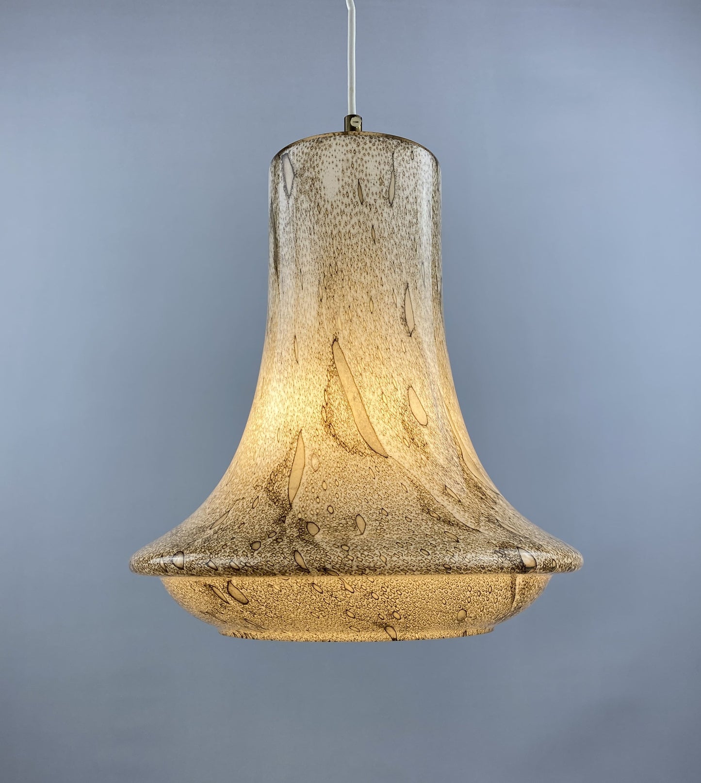 Rare snakeskin pattern glass pendant light by Viktor Berndt for Flygsfors Sweden, 1960