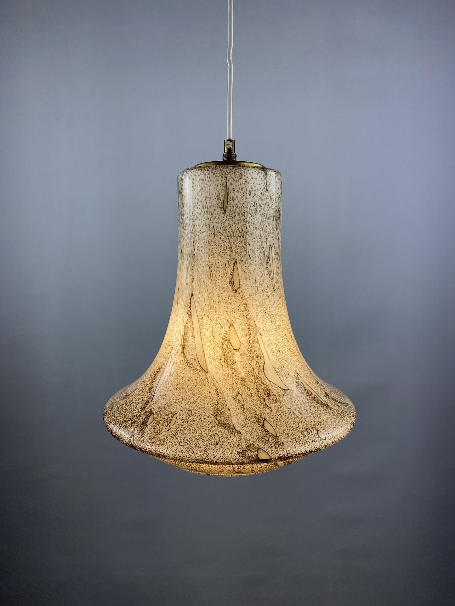 Rare snakeskin pattern glass pendant light by Viktor Berndt for Flygsfors Sweden, 1960