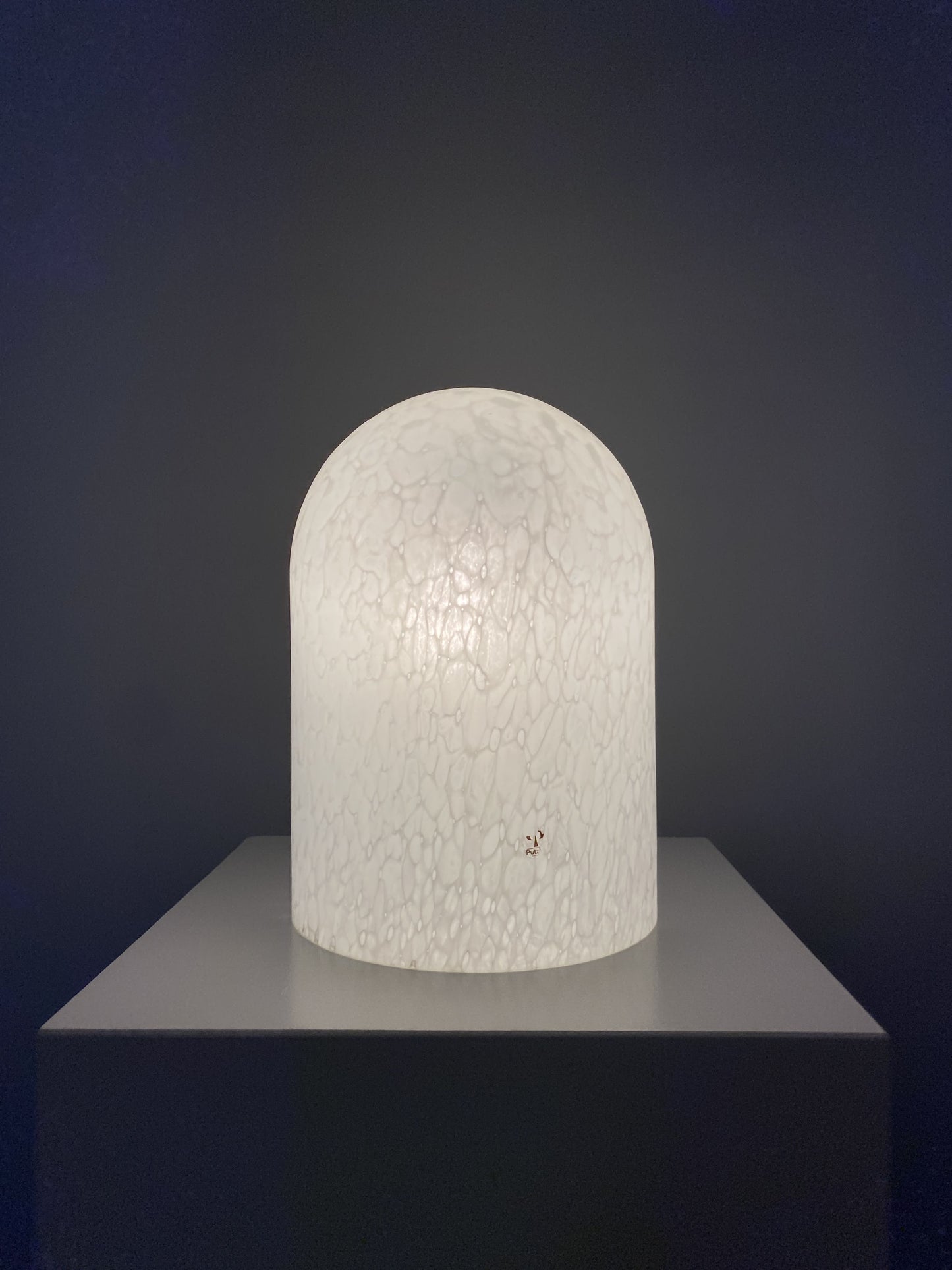 White crystal glass Peill and Putzler Dome table lamp 1970
