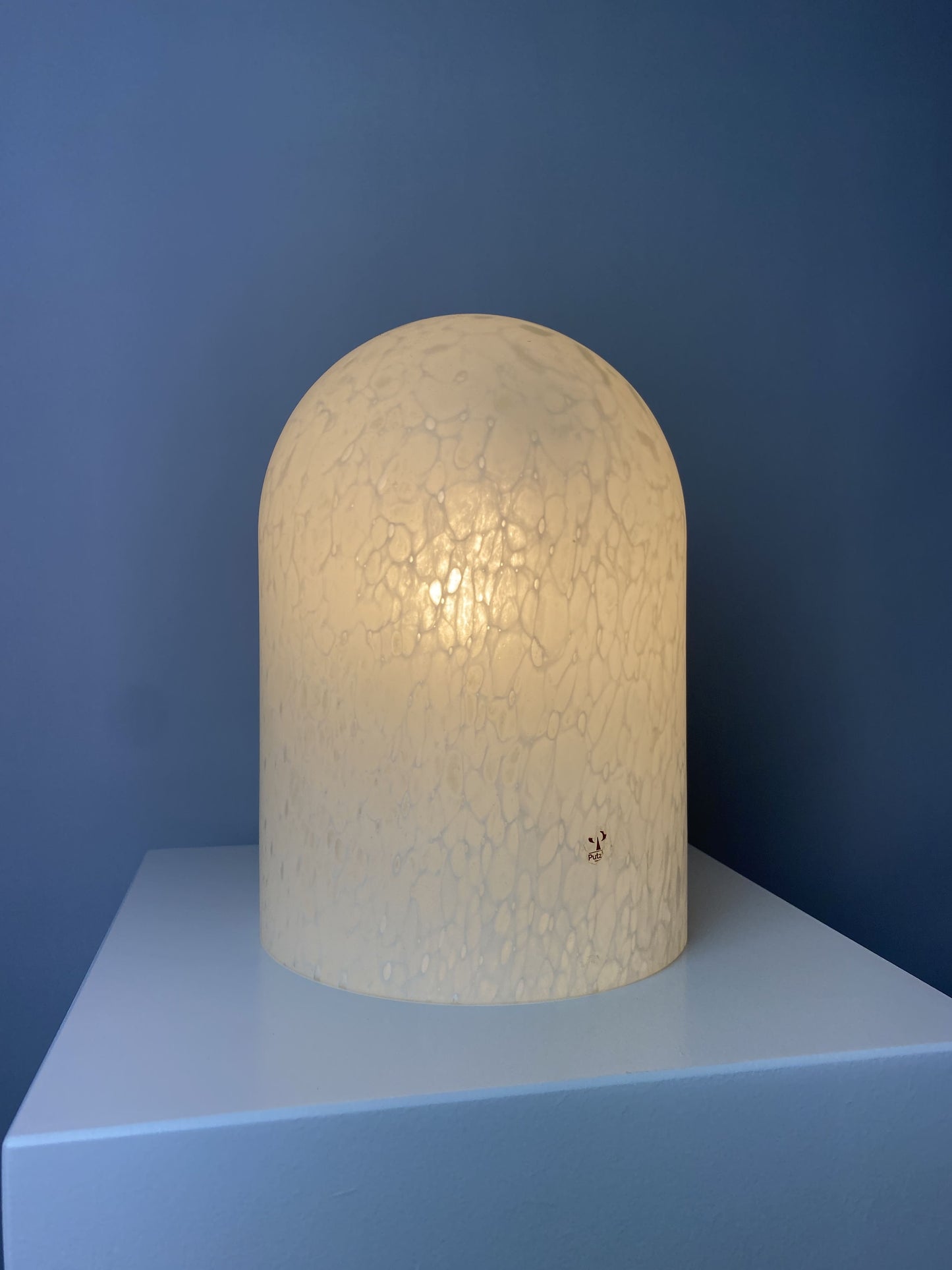 White crystal glass Peill and Putzler Dome table lamp 1970