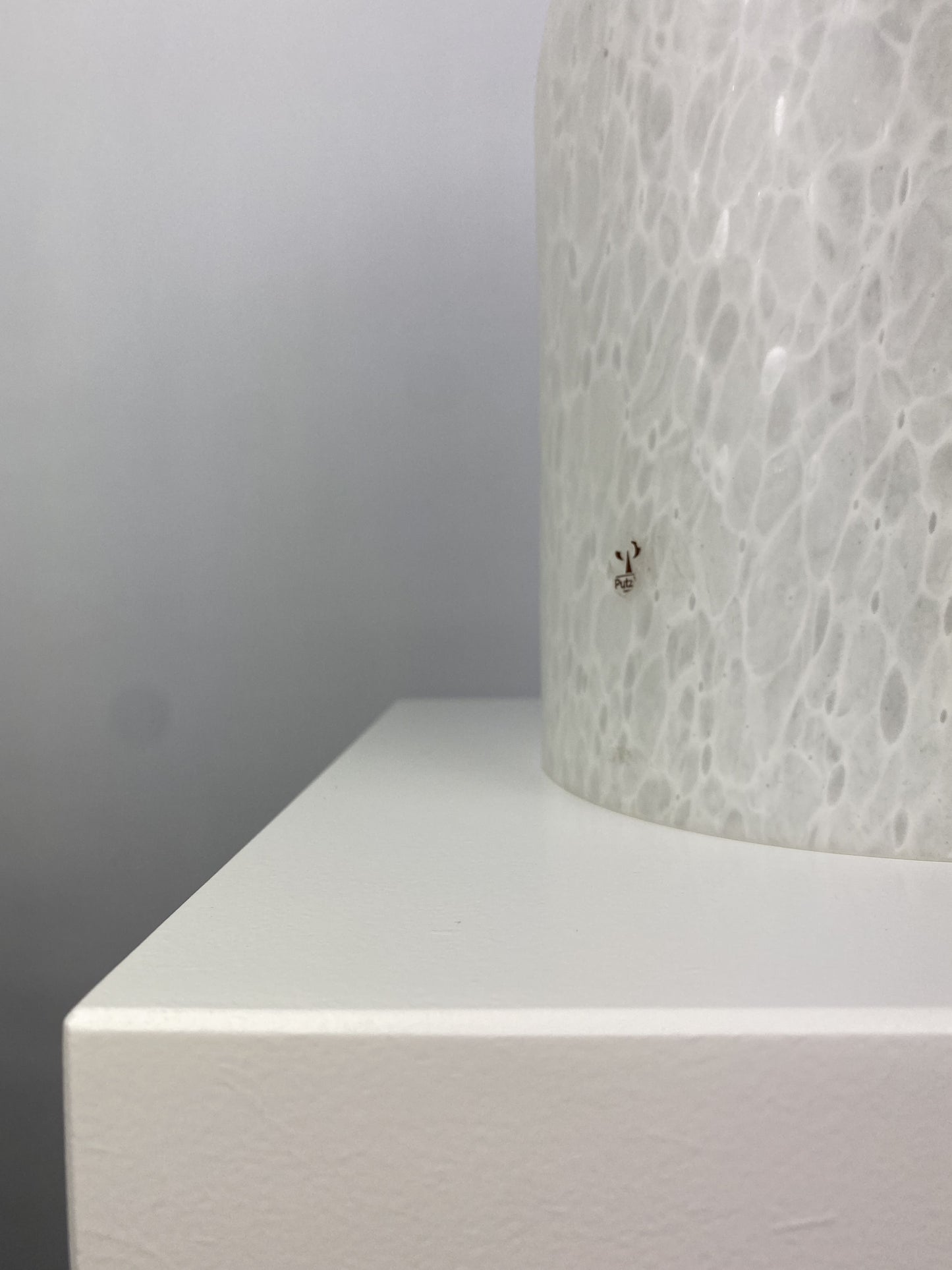 White crystal glass Peill and Putzler Dome table lamp 1970