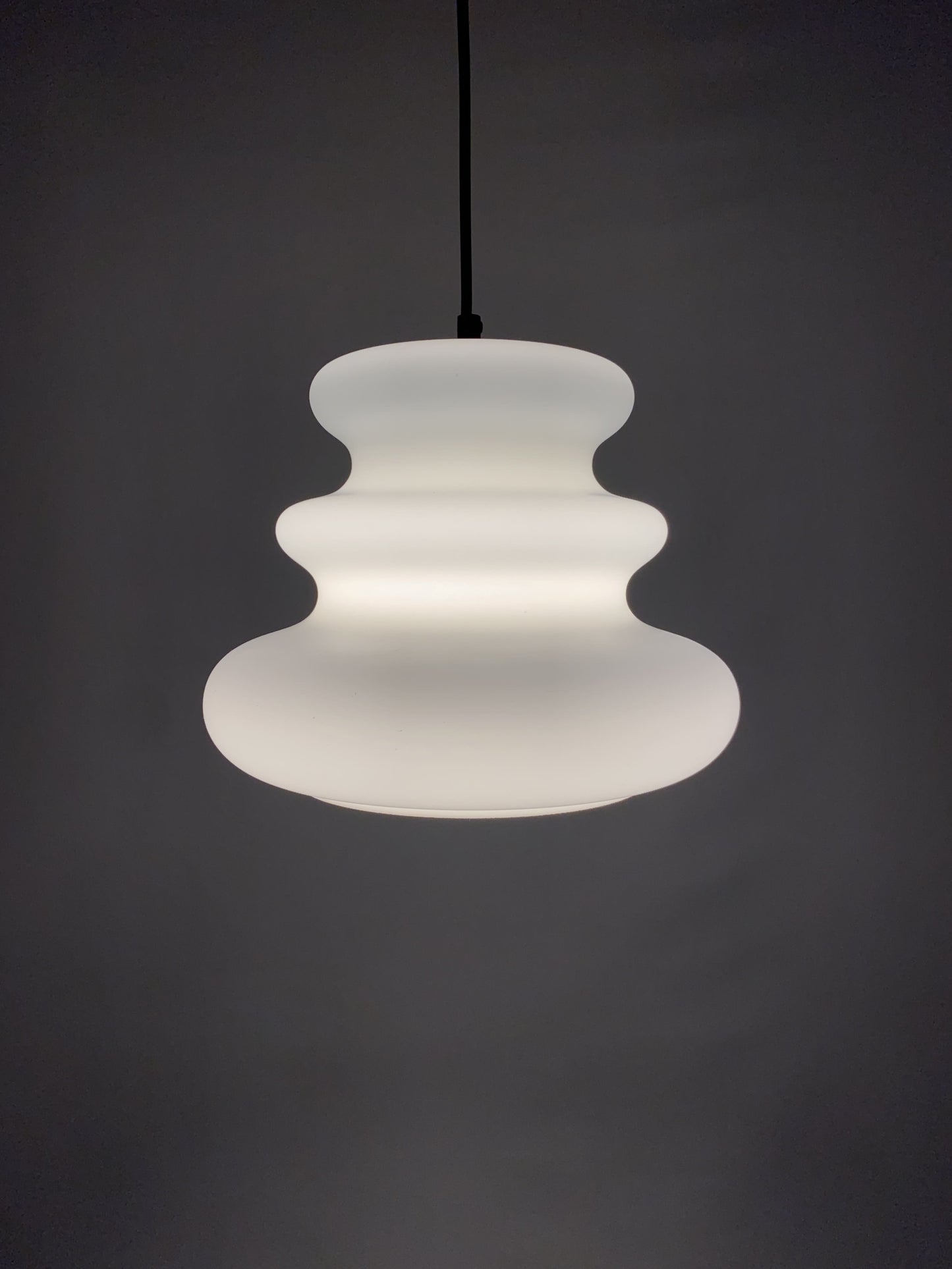 White frosted glass AH 1 pendant light by Peill and Putzler 1960
