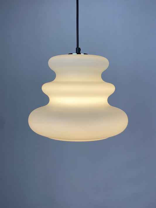 White frosted glass AH 1 pendant light by Peill and Putzler 1960
