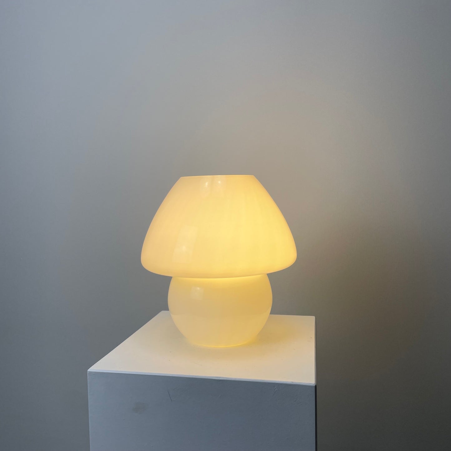 White glass mushroom table lamp from 1970