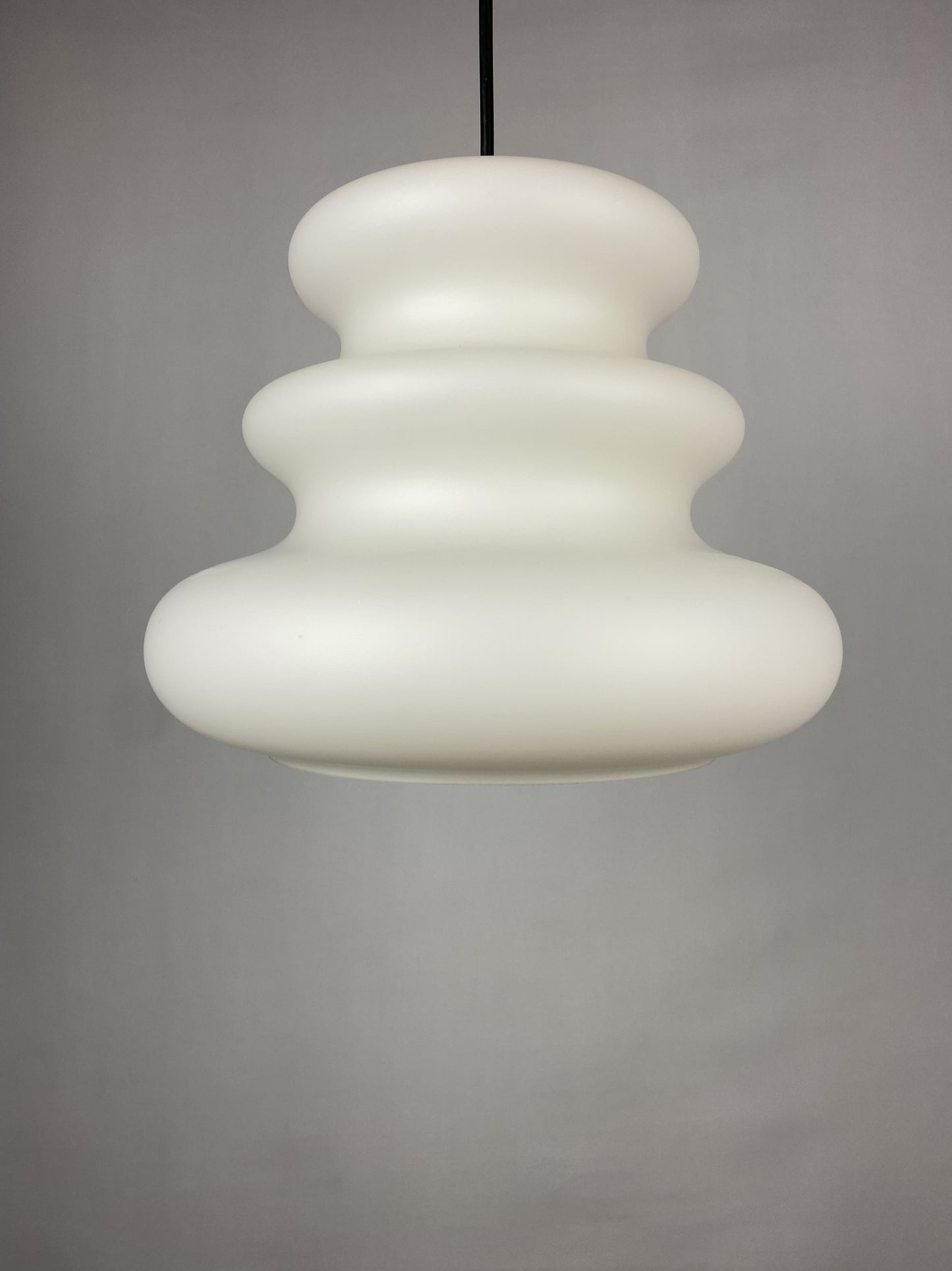 White frosted glass AH 1 pendant light by Peill and Putzler 1960
