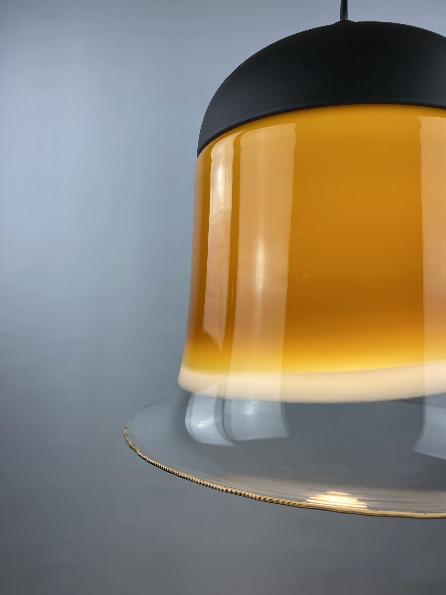 Large brown and clear glass Peill and Putzler pendant light BELL AH 182