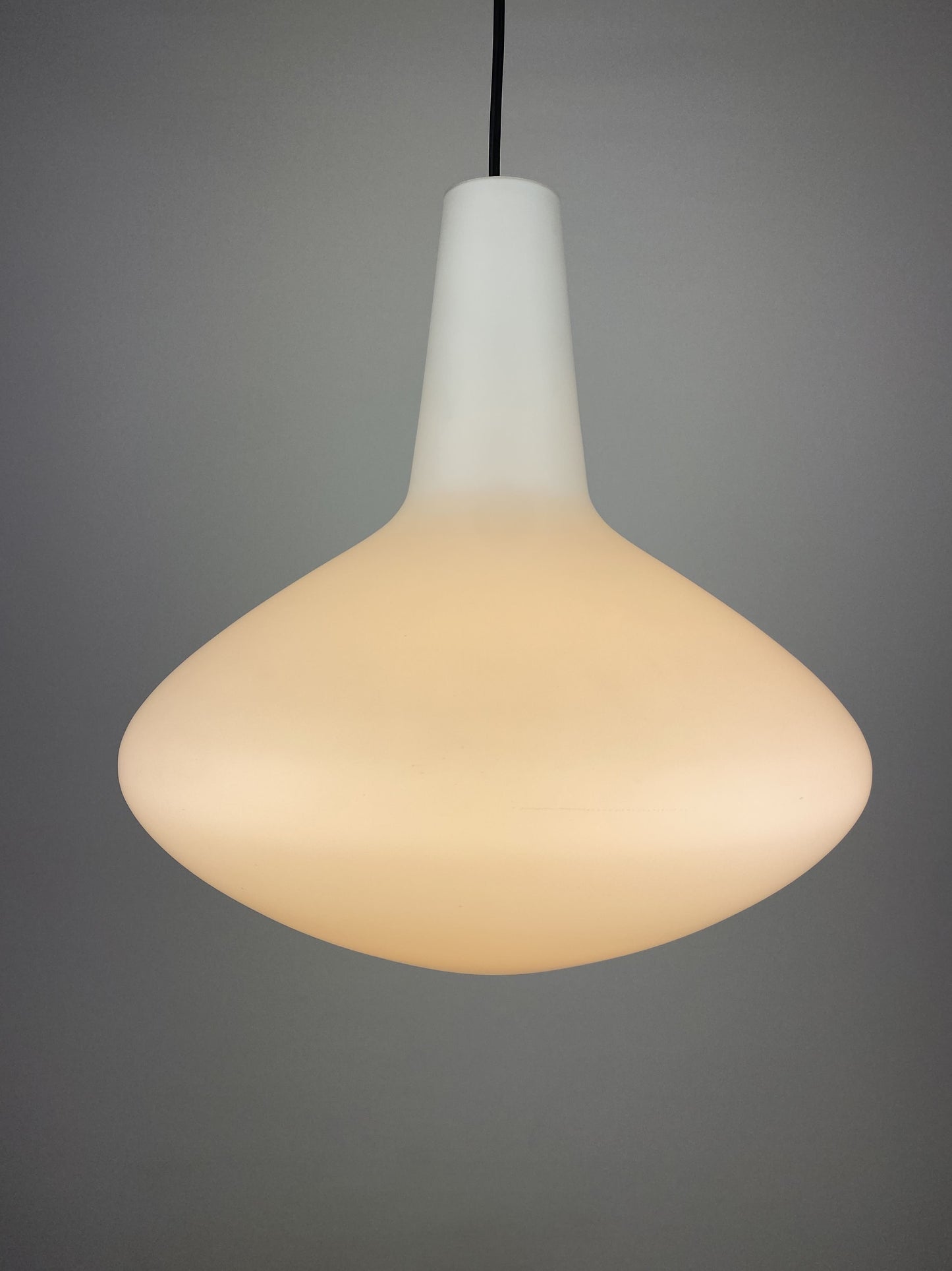 White glass Bulbo pendant light by Johansson-Pape Iittala for Finland Stockmann-Orno A.B Kerava 1954