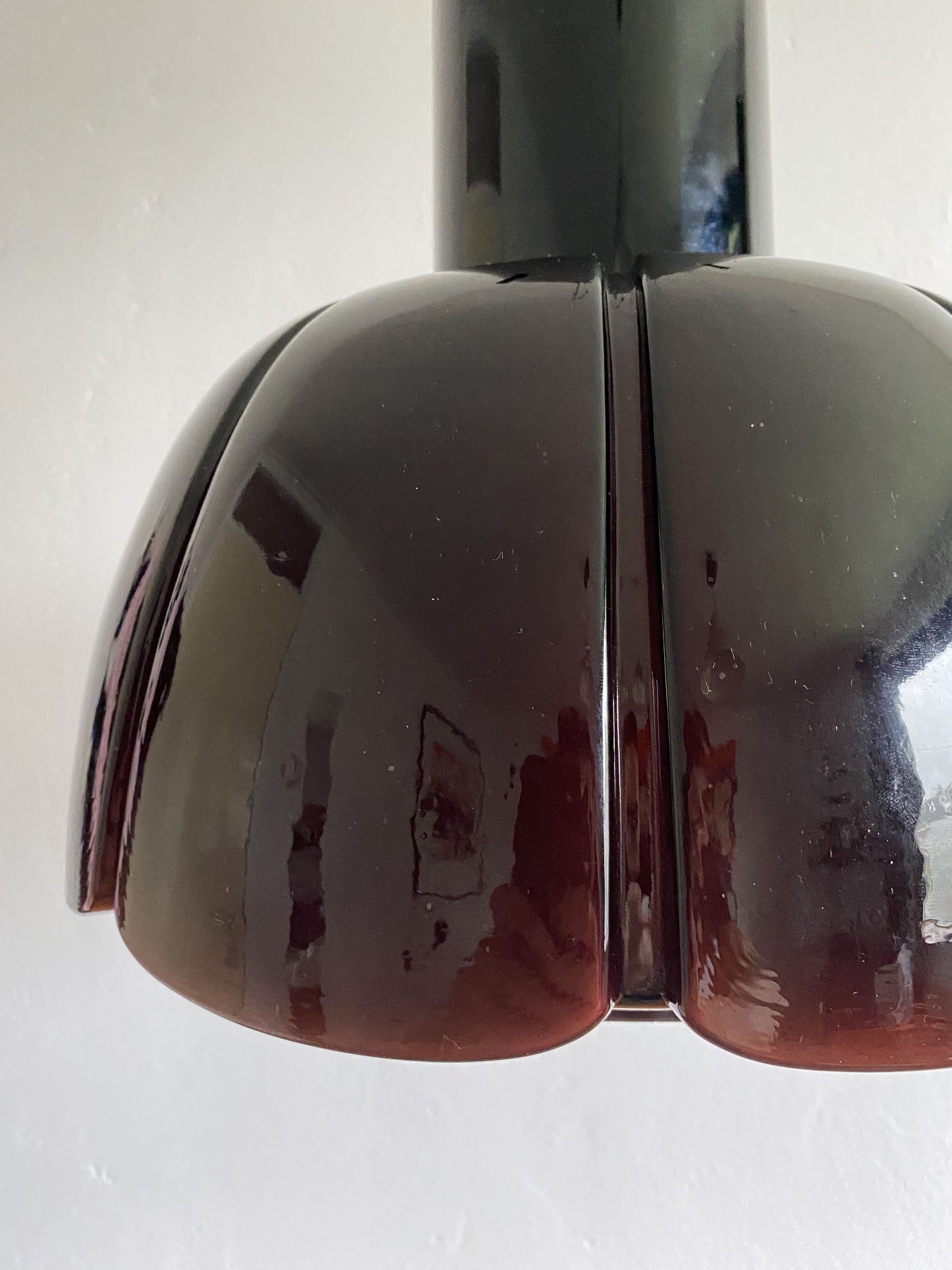 Large aubergine colored glass flower shape pendant light from Glashütte Limburg XL
