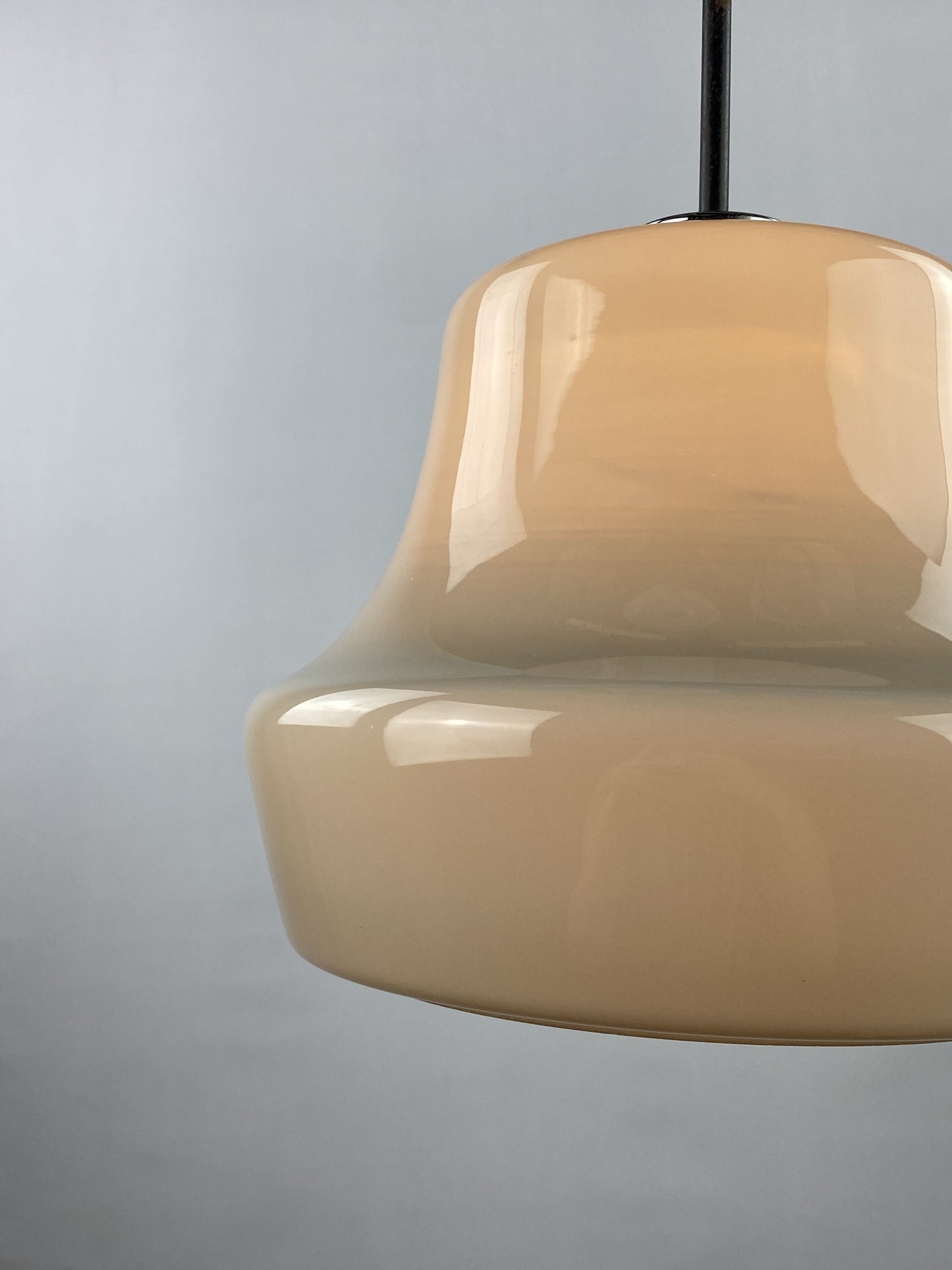 Grey opaline glass pendant light by Glasfabriek De Rupel 1970