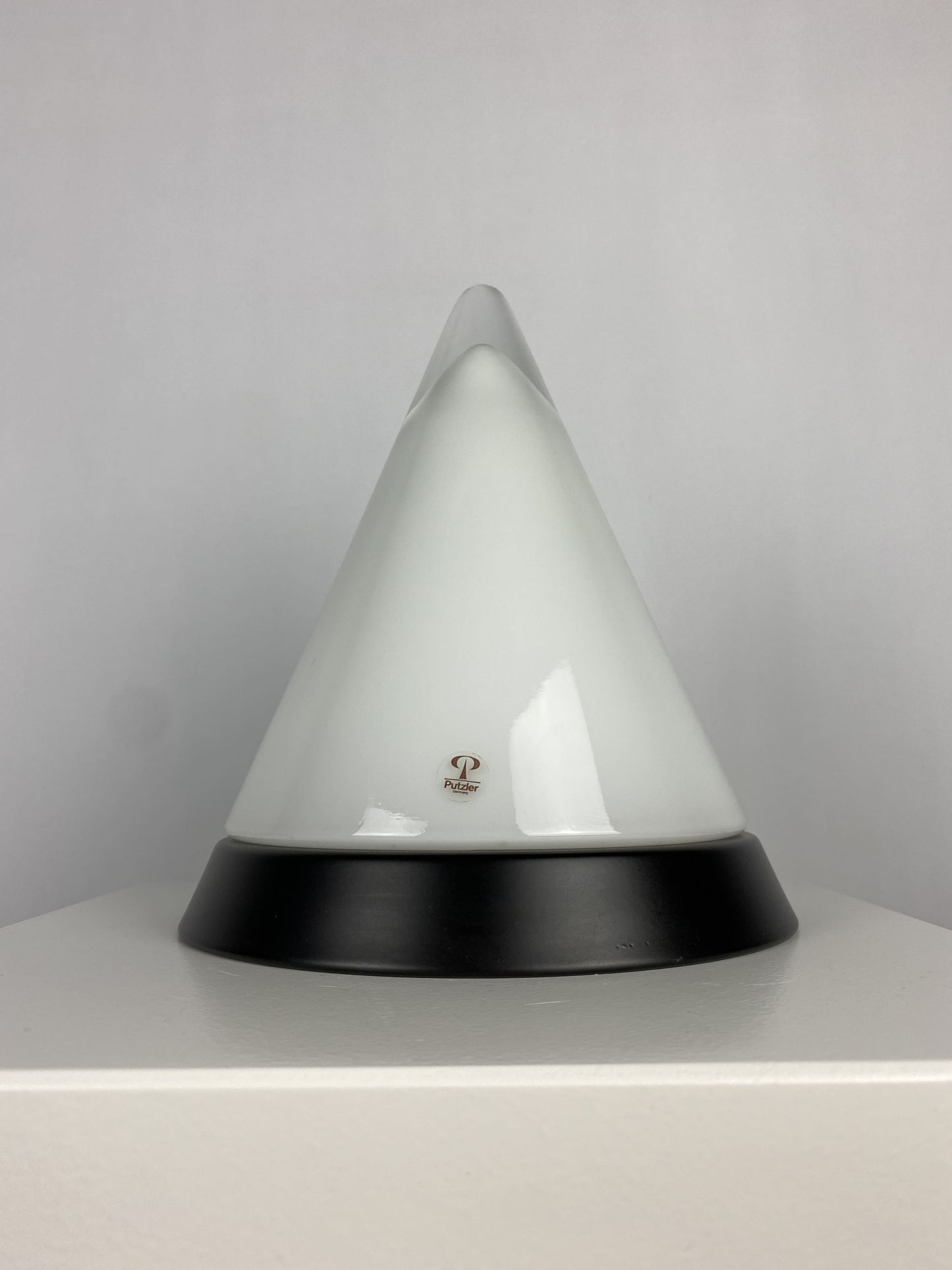 White glass & black Peill and Putzler KIBO table lamp 1980