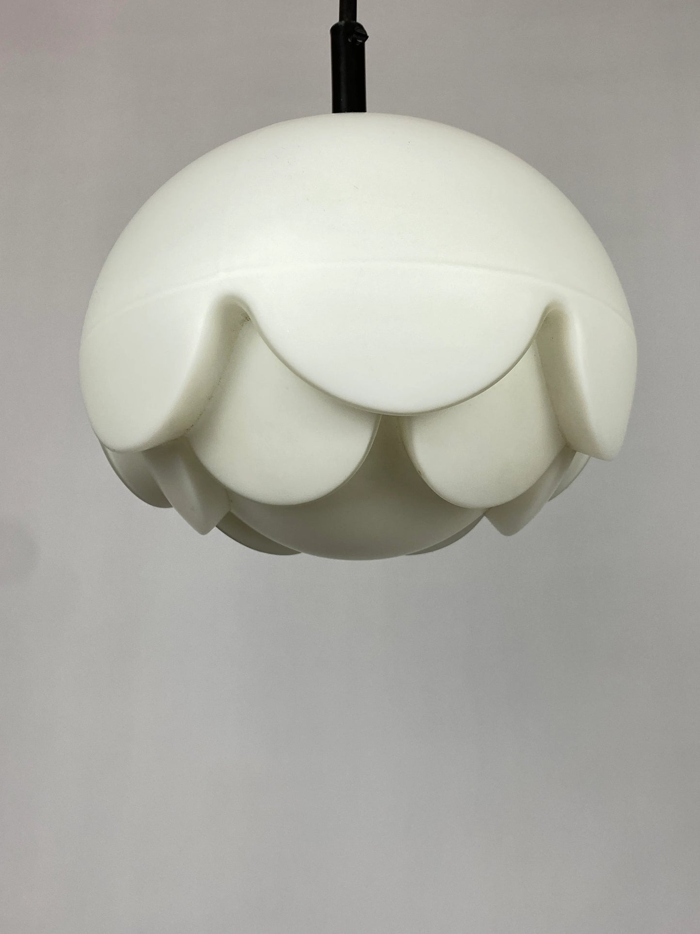 Pair of two frosted glass Artichoke pendant lights by Peill and Putzler 1970