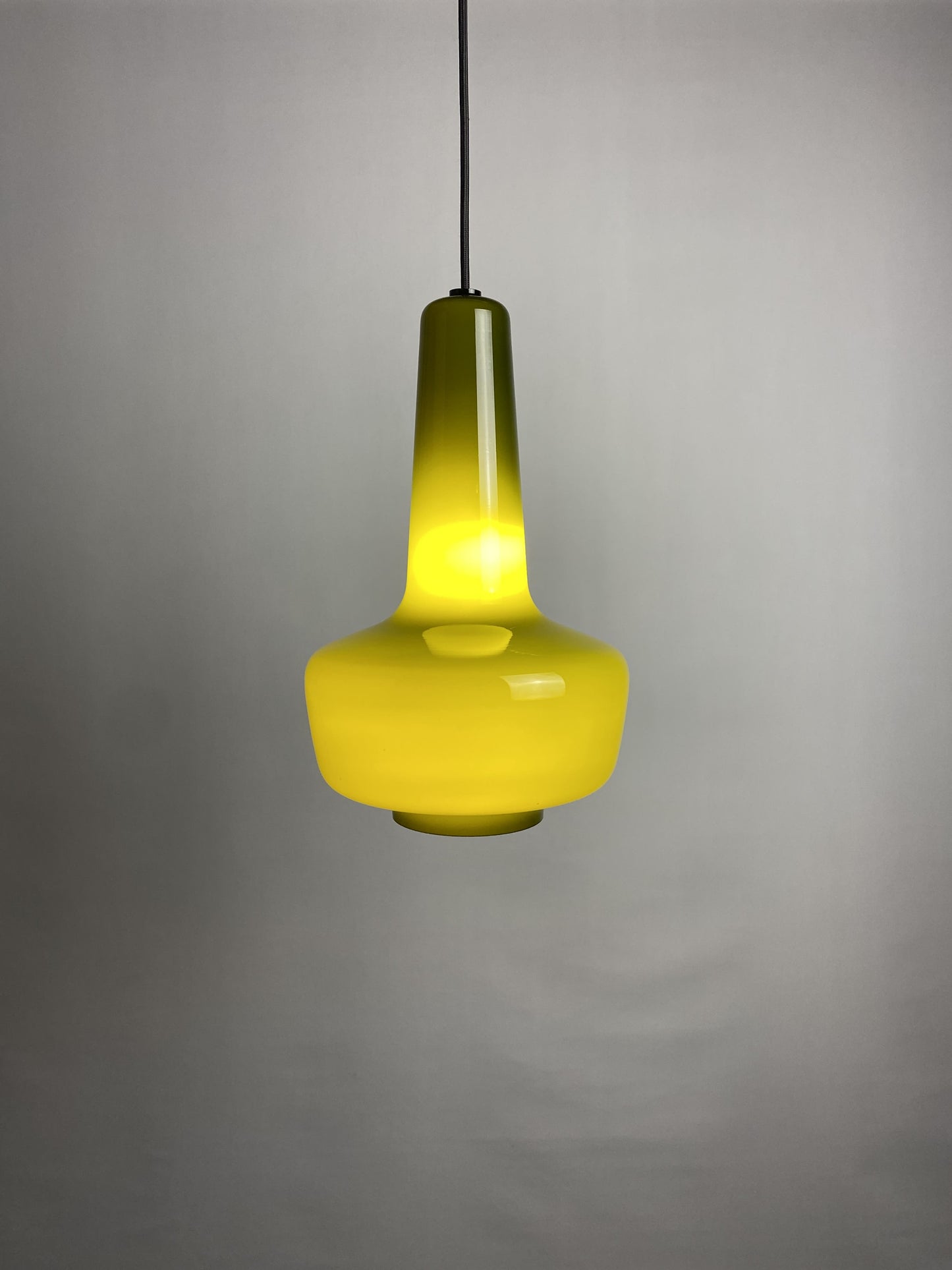 Green opaline glass pendant lamp KRETA for Holmegaard by Jacob Bang