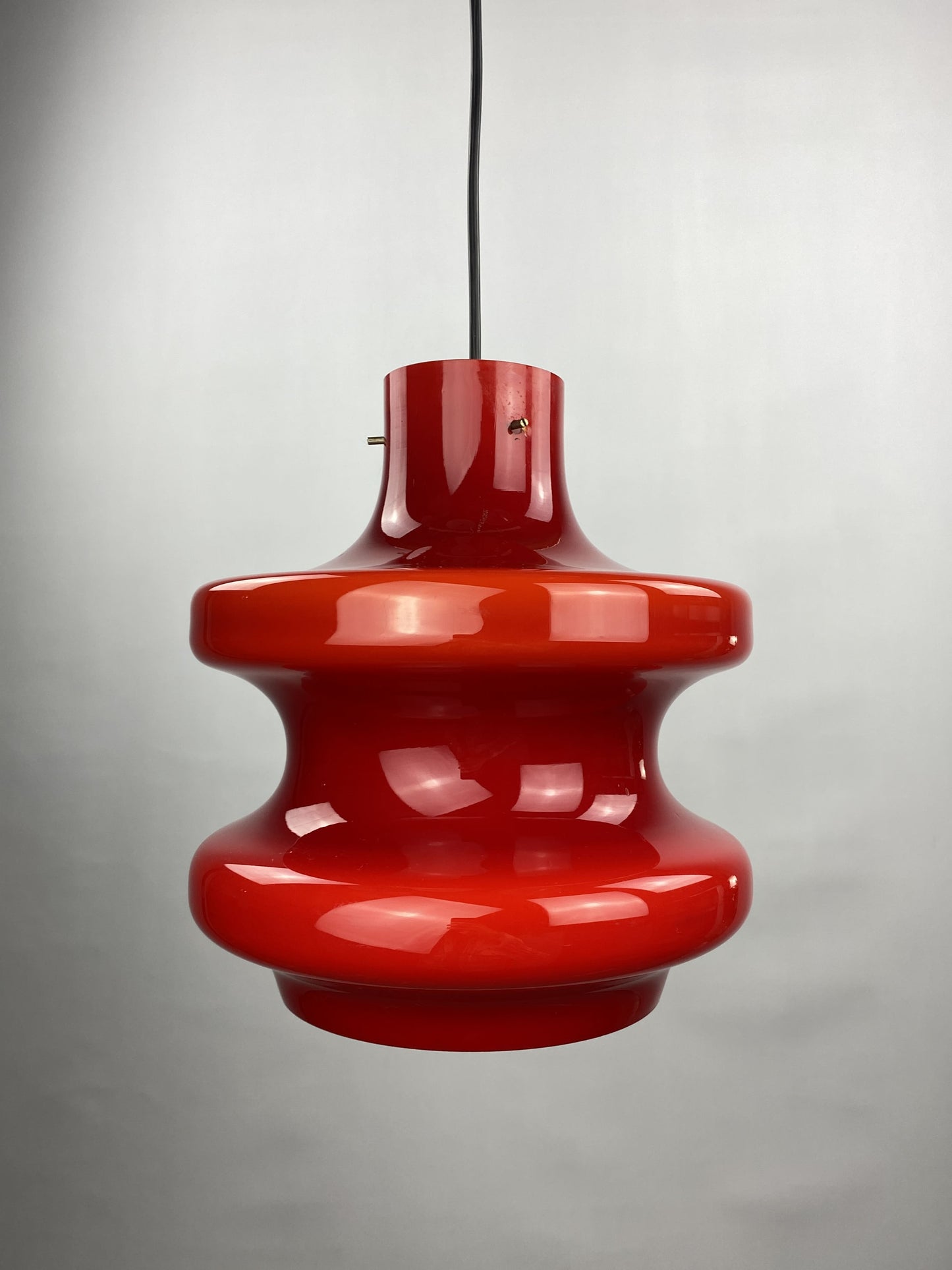 Large cherry red glass pendant light by Peill and Putzler XL 1960