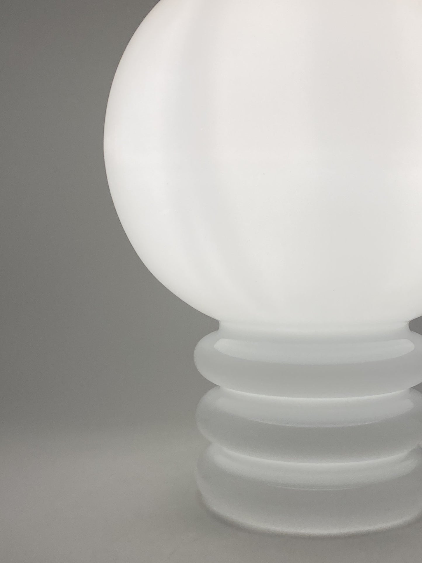 White glass table lamp BULB by Glashütte Limburg 1979
