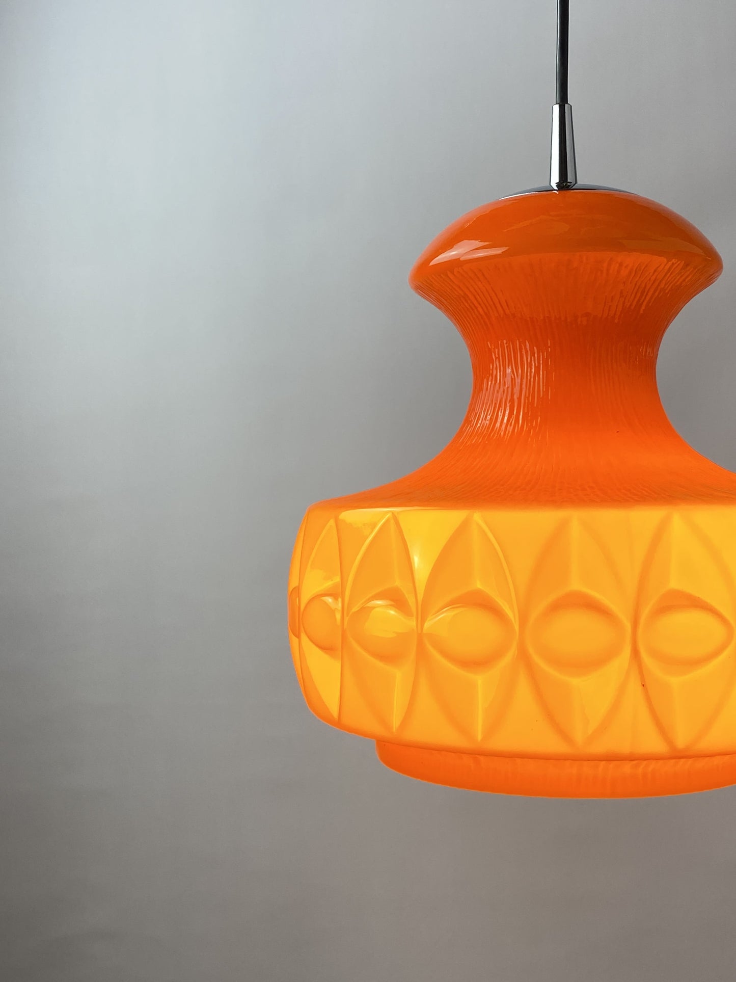 Orange glass pendant light by Peill and Putzler 1960