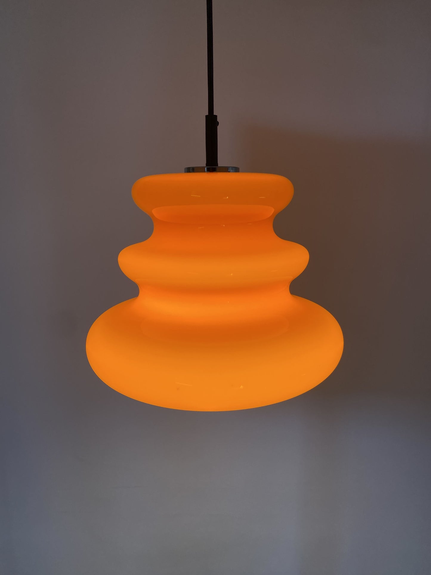 1 of 3 Bright orange glass pendant light AH 1 by Peill and Putzler 1960