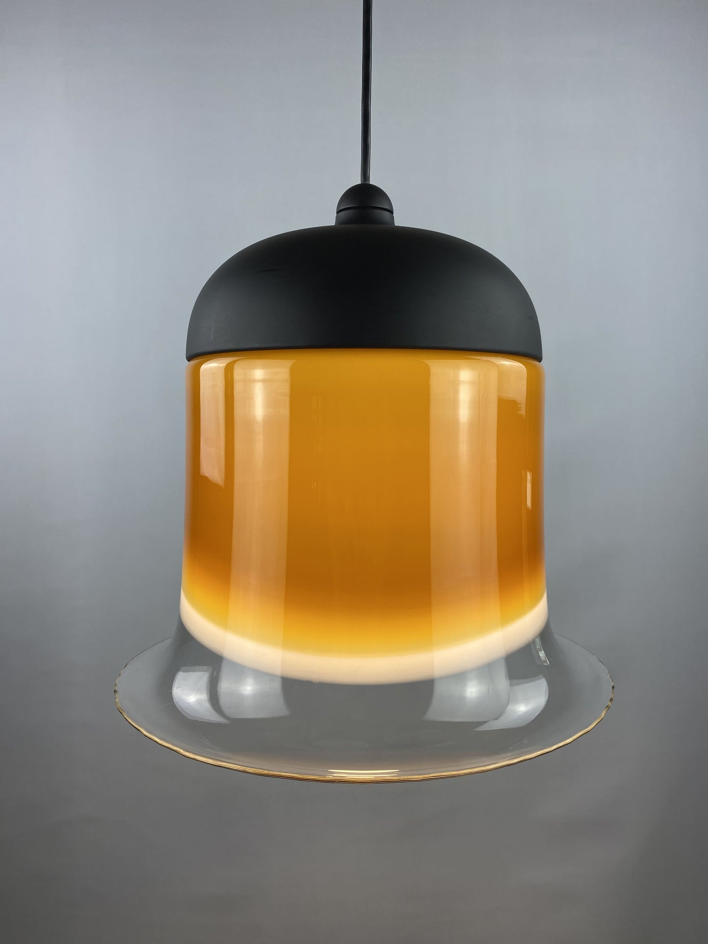 Large brown and clear glass Peill and Putzler pendant light BELL AH 182