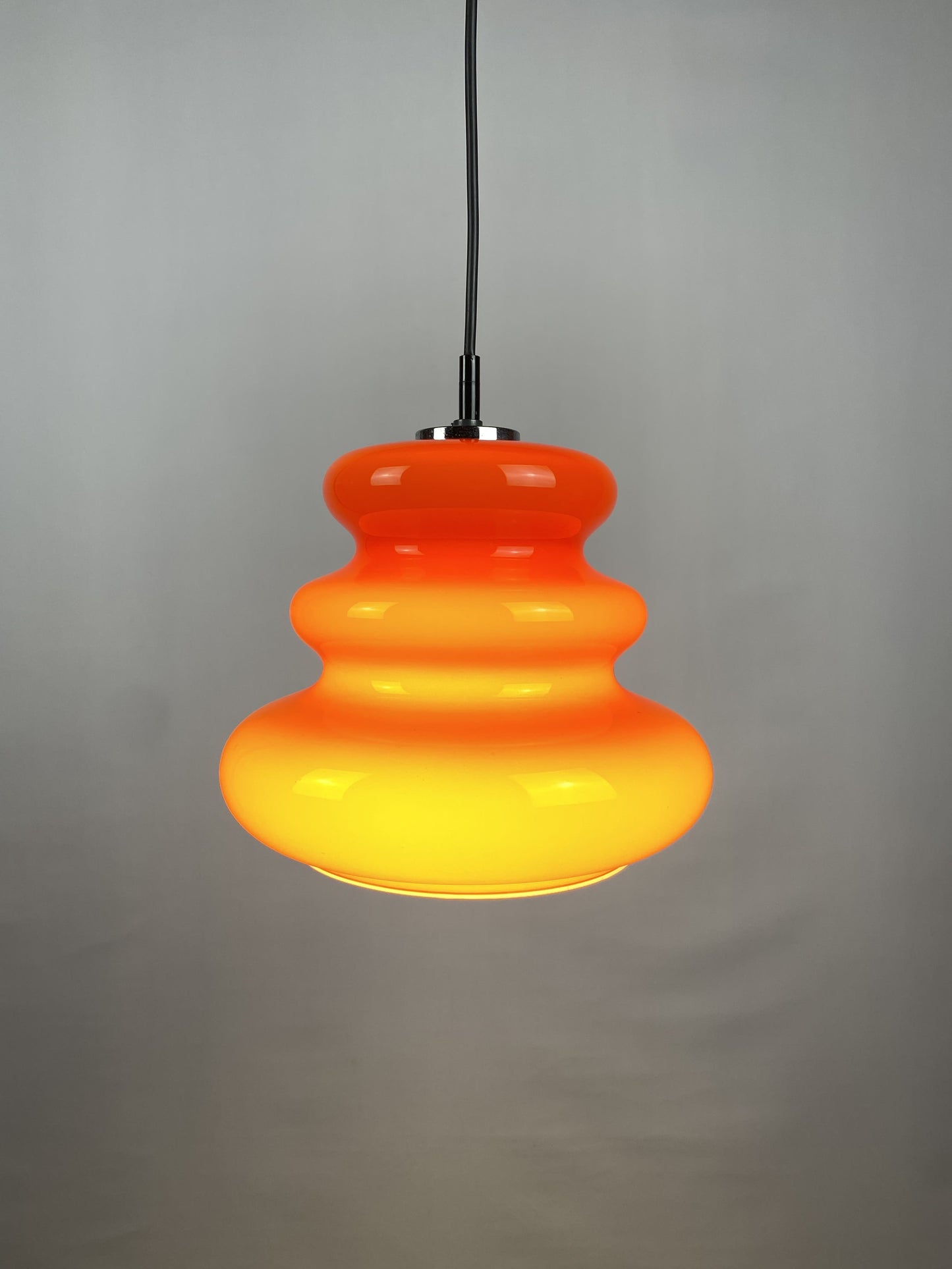 Orange opaline glass pendant light by Peill and Putzler 1960