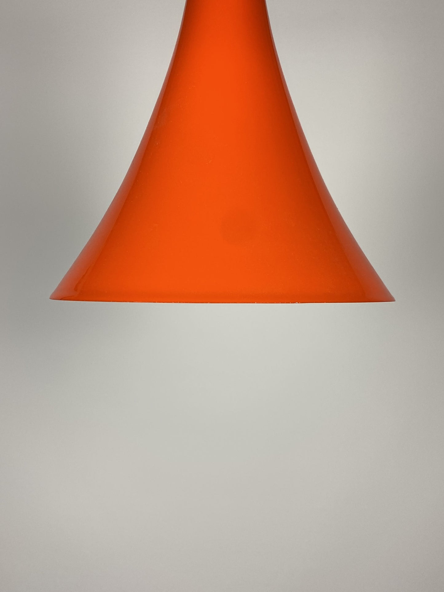 Orange glass trumpet pendant light 'Tokyo' by Wilhelm Braun-Feldweg for Peill & Putzler 1960