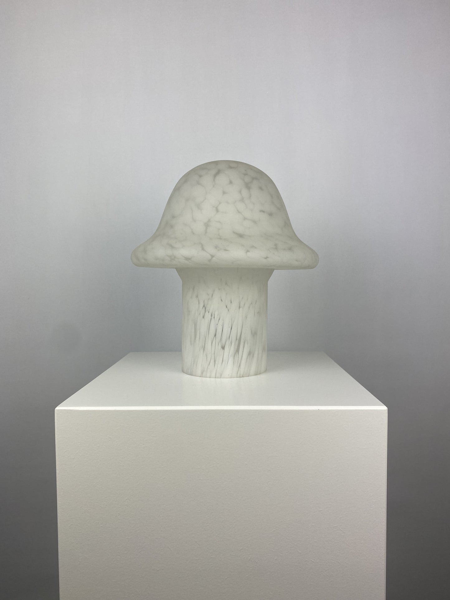 White cloudy glass Peill and Putzler mushroom table lamp 1970